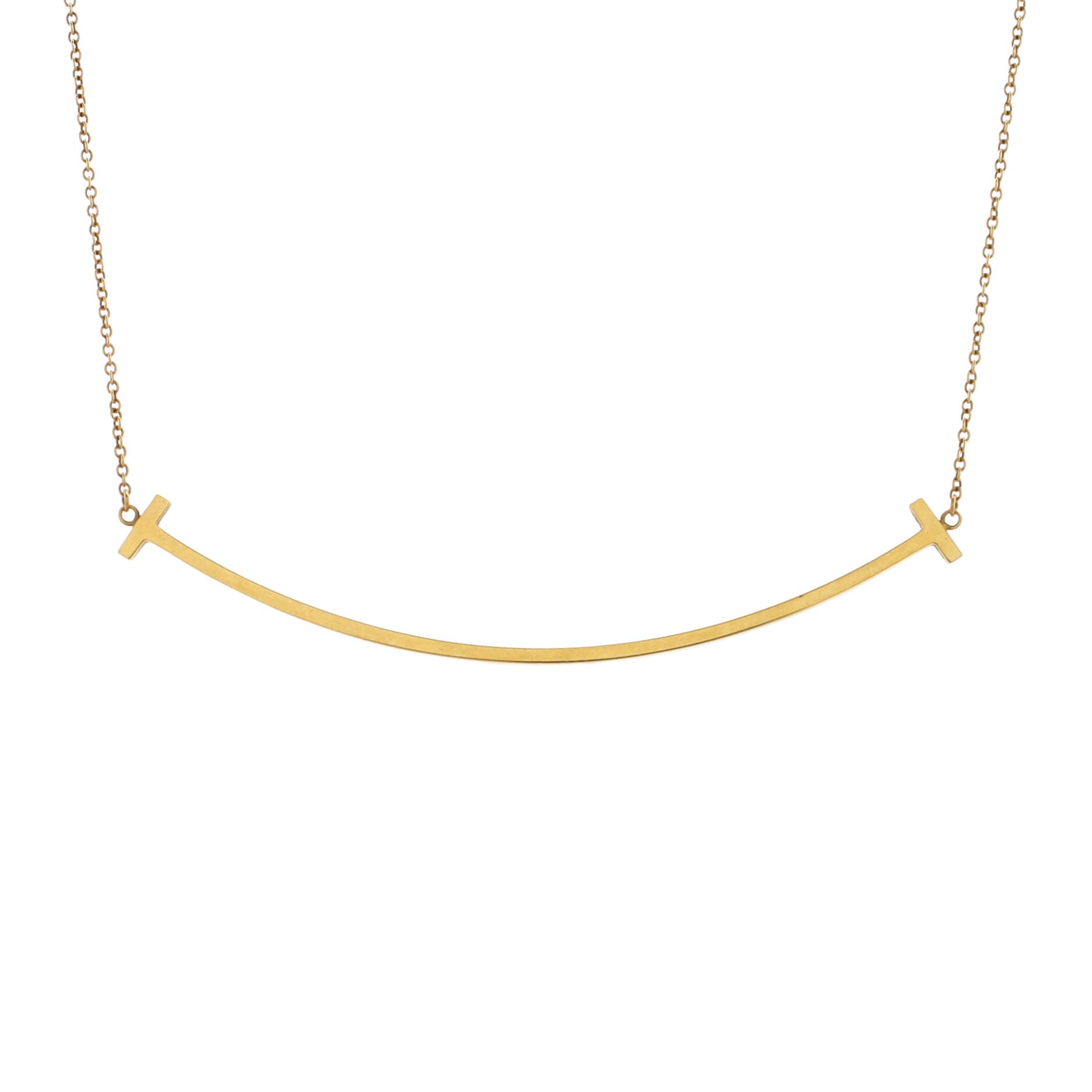 T Smile Pendant Necklace 18K Yellow Gold Large