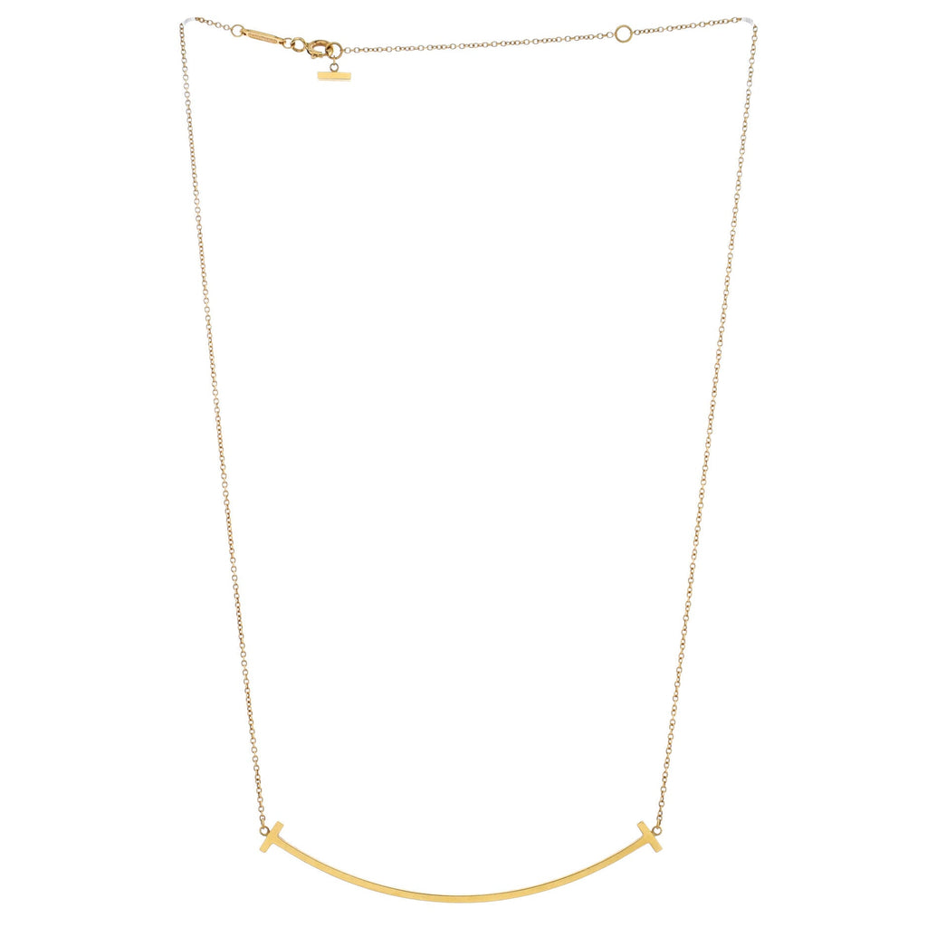 T Smile Pendant Necklace 18K Yellow Gold Large