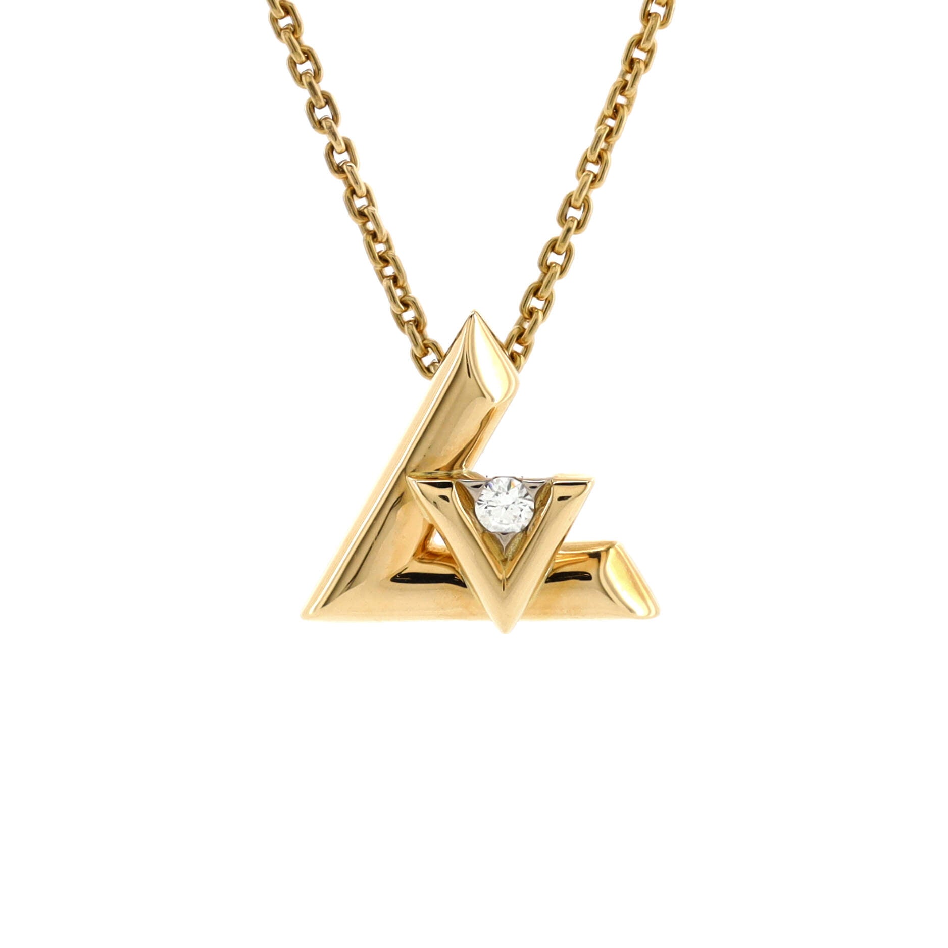 LV Volt One Pendant Necklace 18K Yellow Gold with Diamond Small