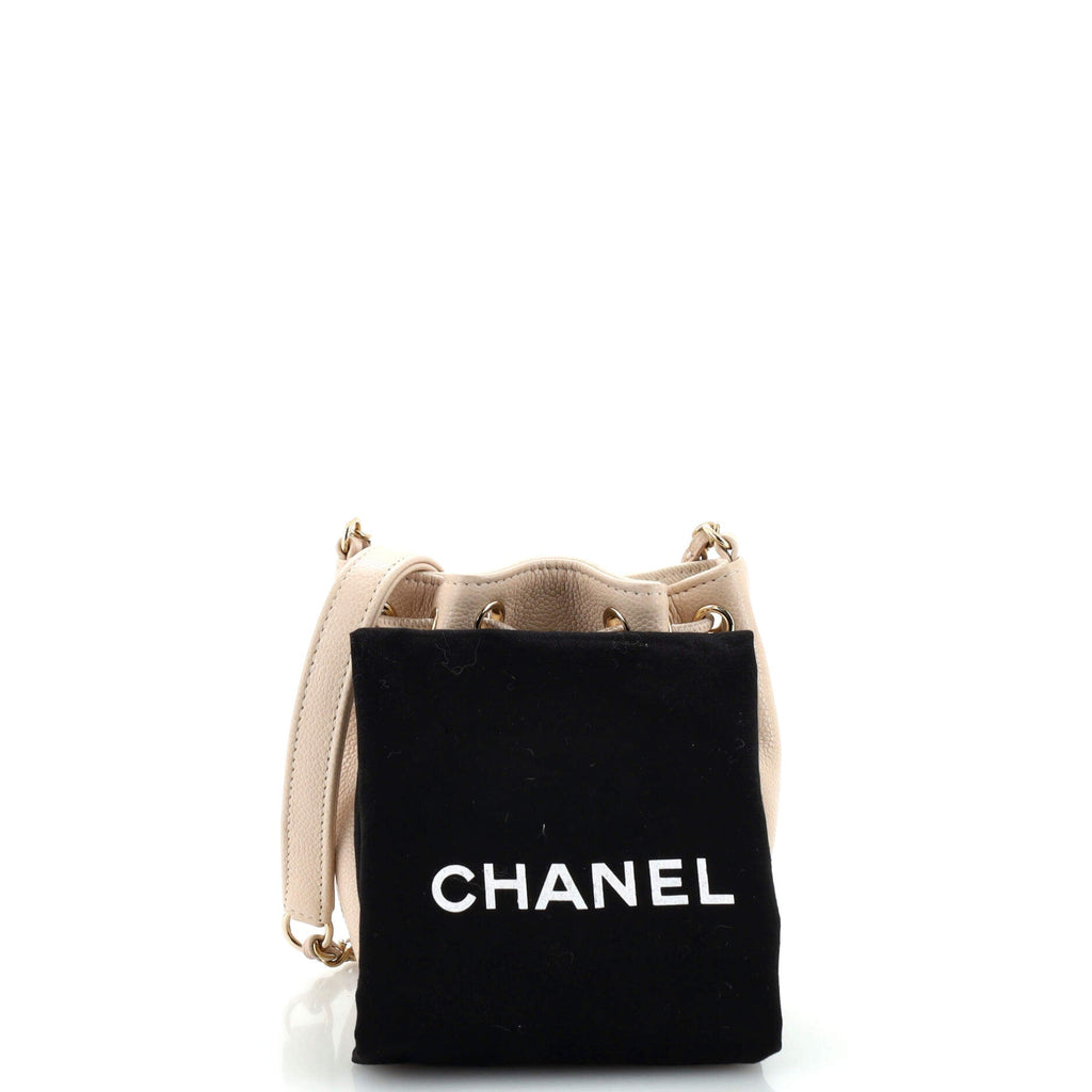 Business Affinity Drawstring Bucket Bag Quilted Caviar Mini