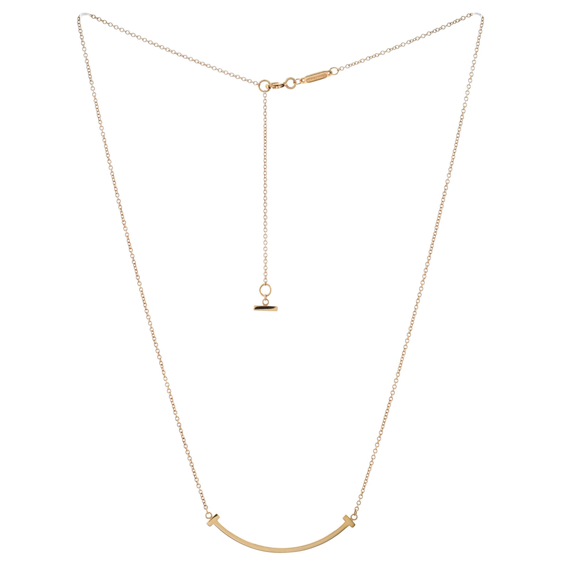 T Smile Pendant Necklace 18K Rose Gold Small