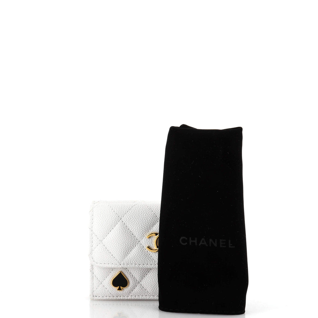 Coco Casino Trifold Flap Wallet Quilted Caviar Mini