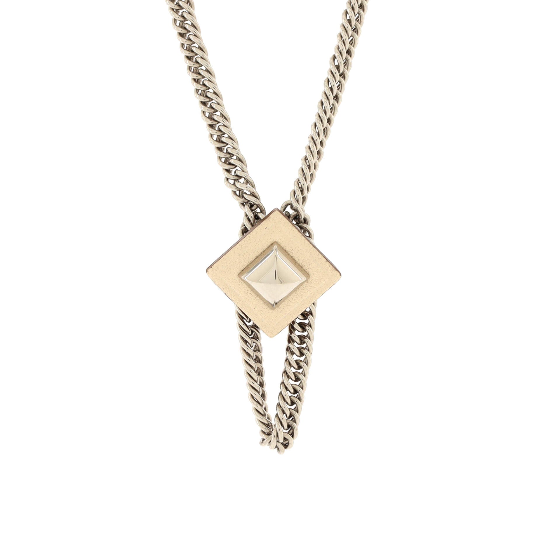Gourmette Equestre Pendant Necklace Leather with Metal Small