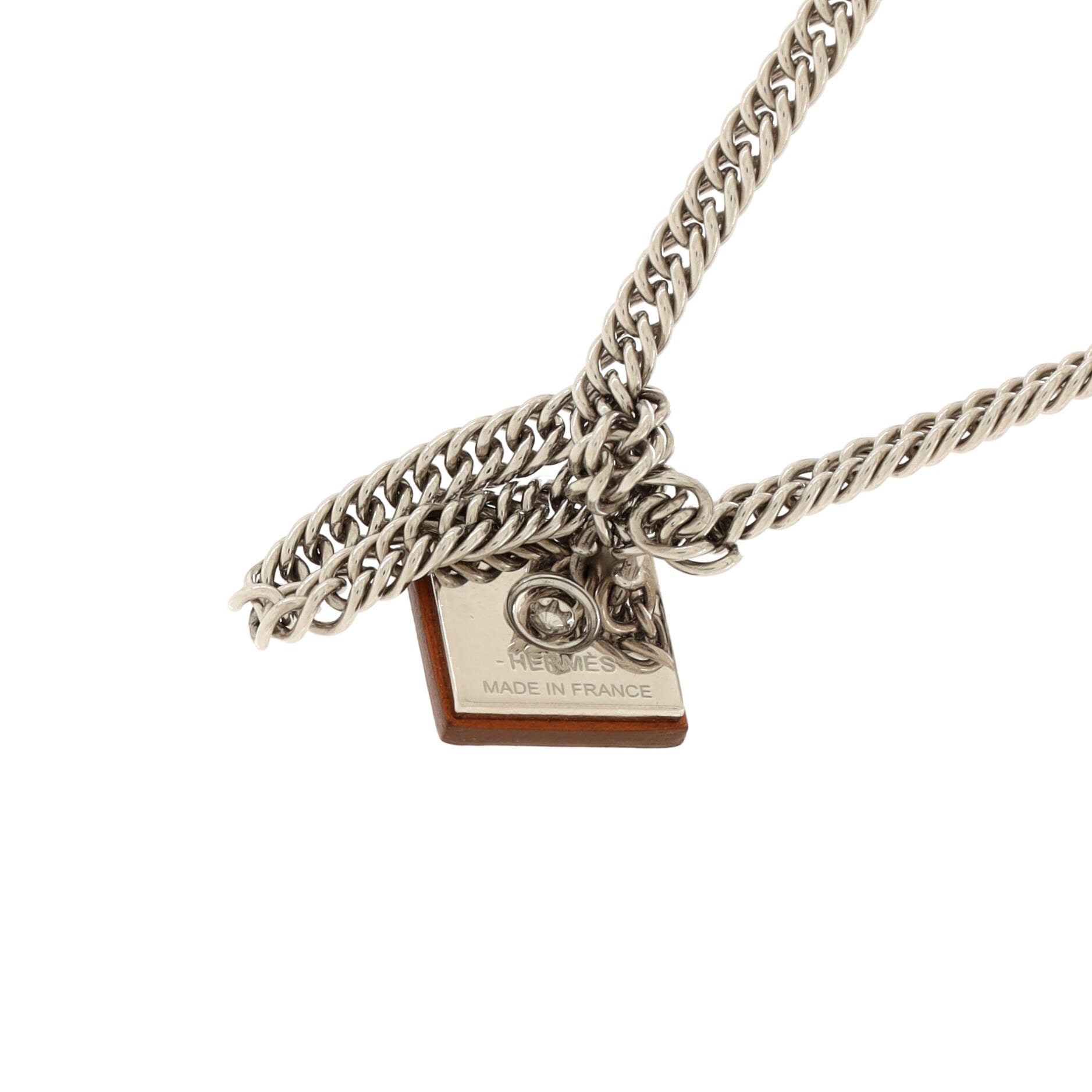 Gourmette Equestre Pendant Necklace Leather with Metal Small