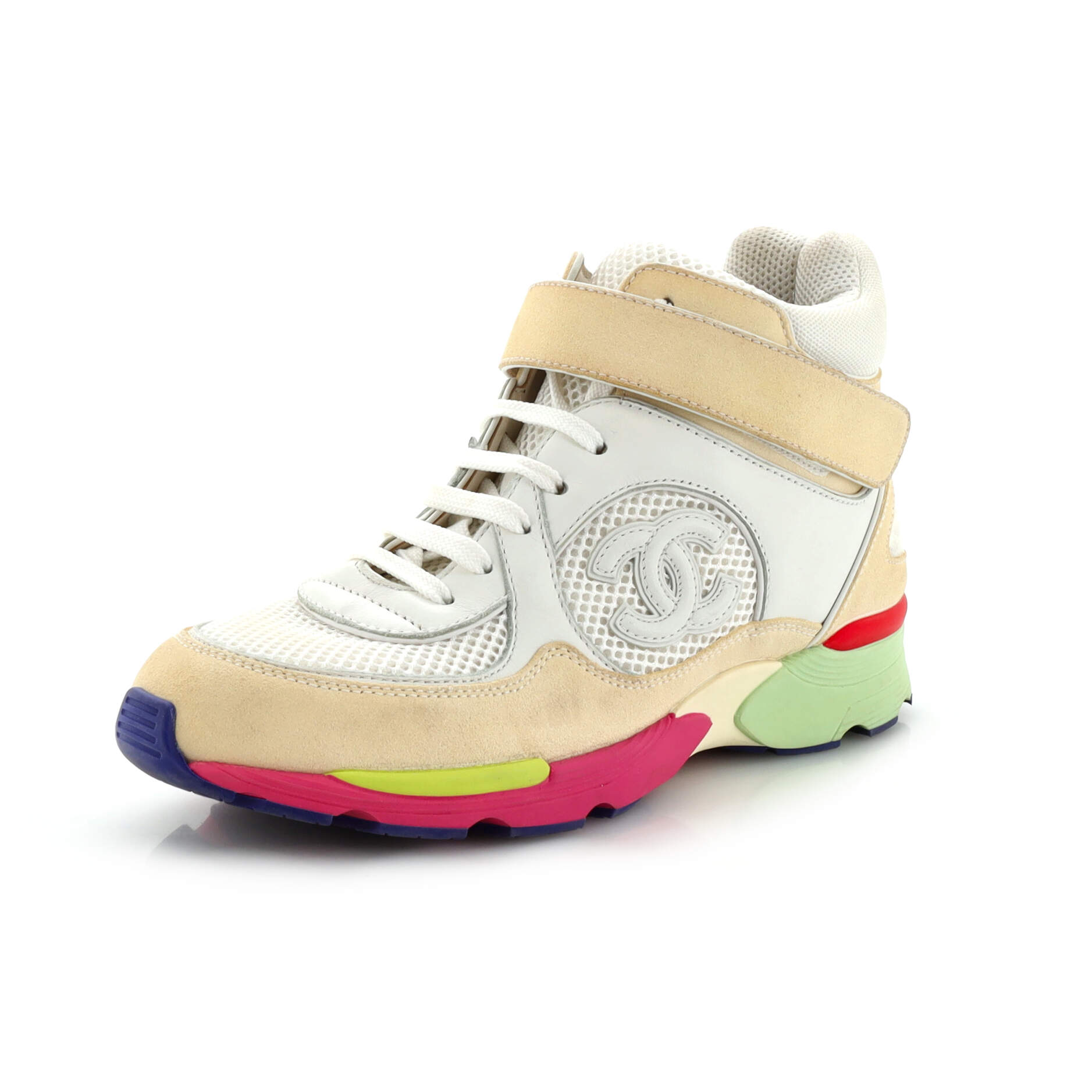 Women's CC Low-Top Sneakers Leather and Fabric with Suede
