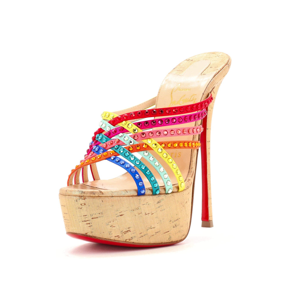 Women's Marthastrass Alta Heeled Sandals Crystal Embellished Fabric and Cork 150