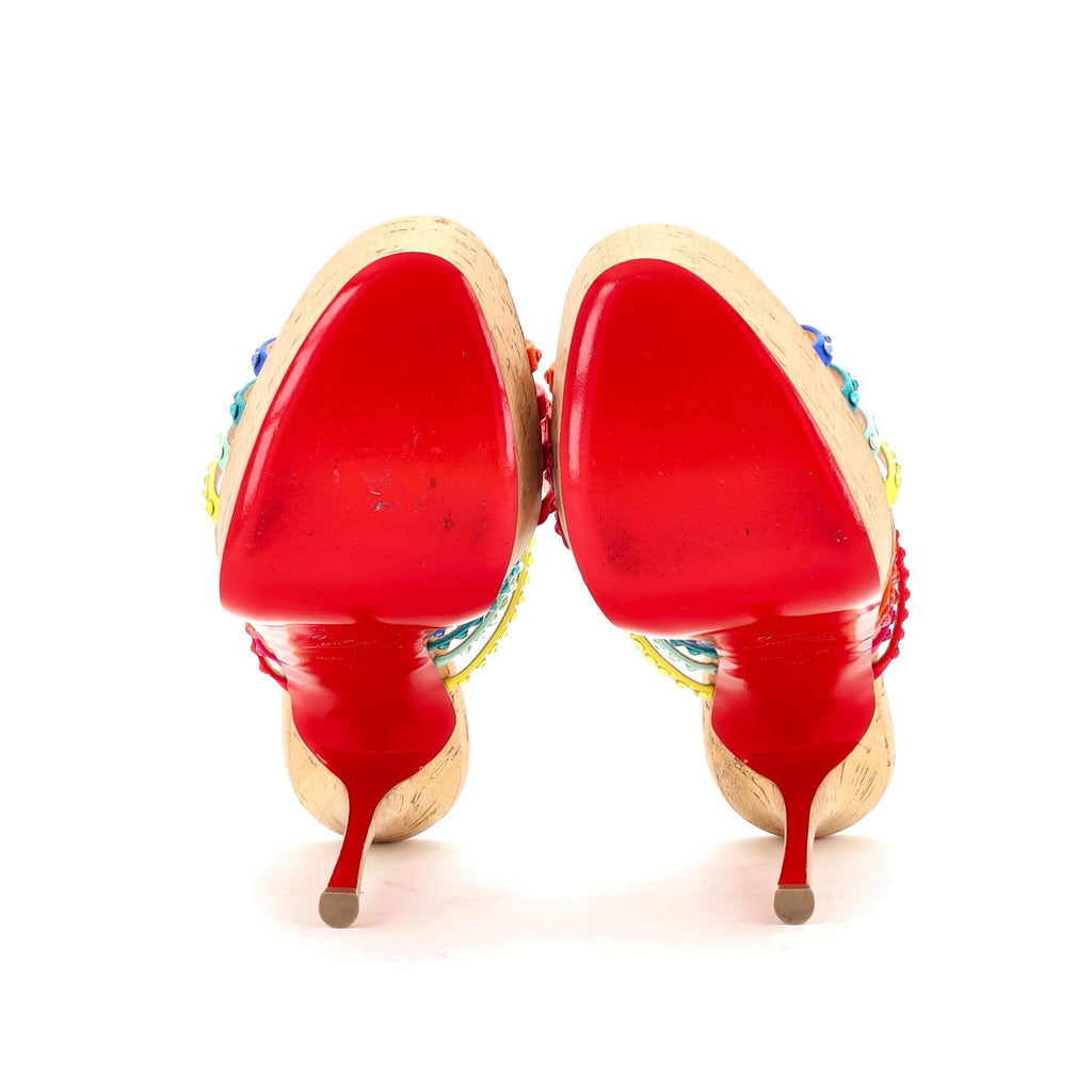 Women's Marthastrass Alta Heeled Sandals Crystal Embellished Fabric and Cork 150