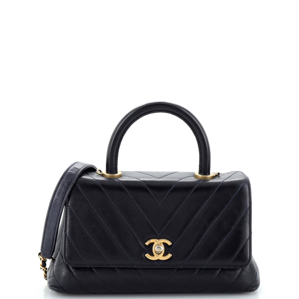 Coco Top Handle Bag Chevron Calfskin Mini