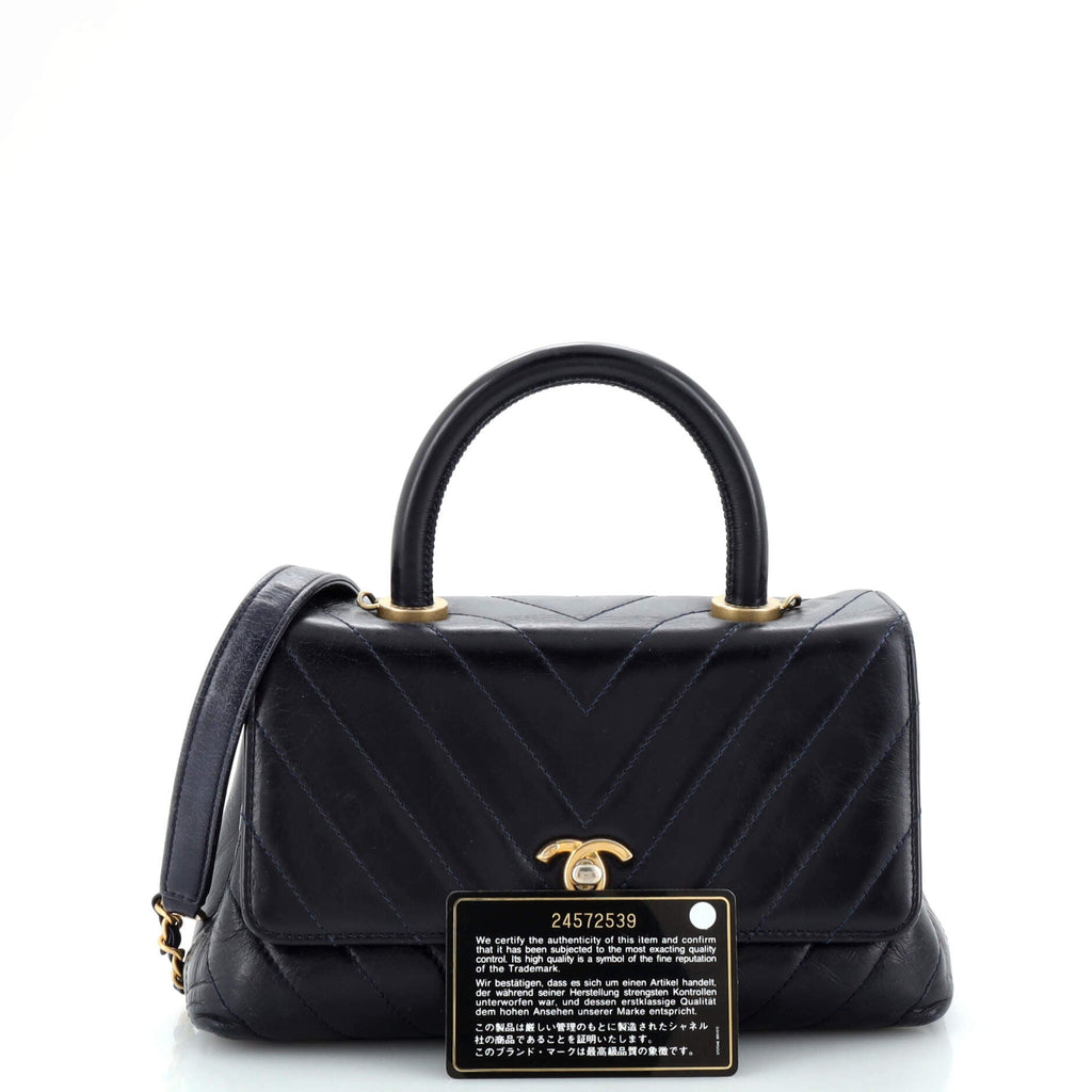 Coco Top Handle Bag Chevron Calfskin Mini