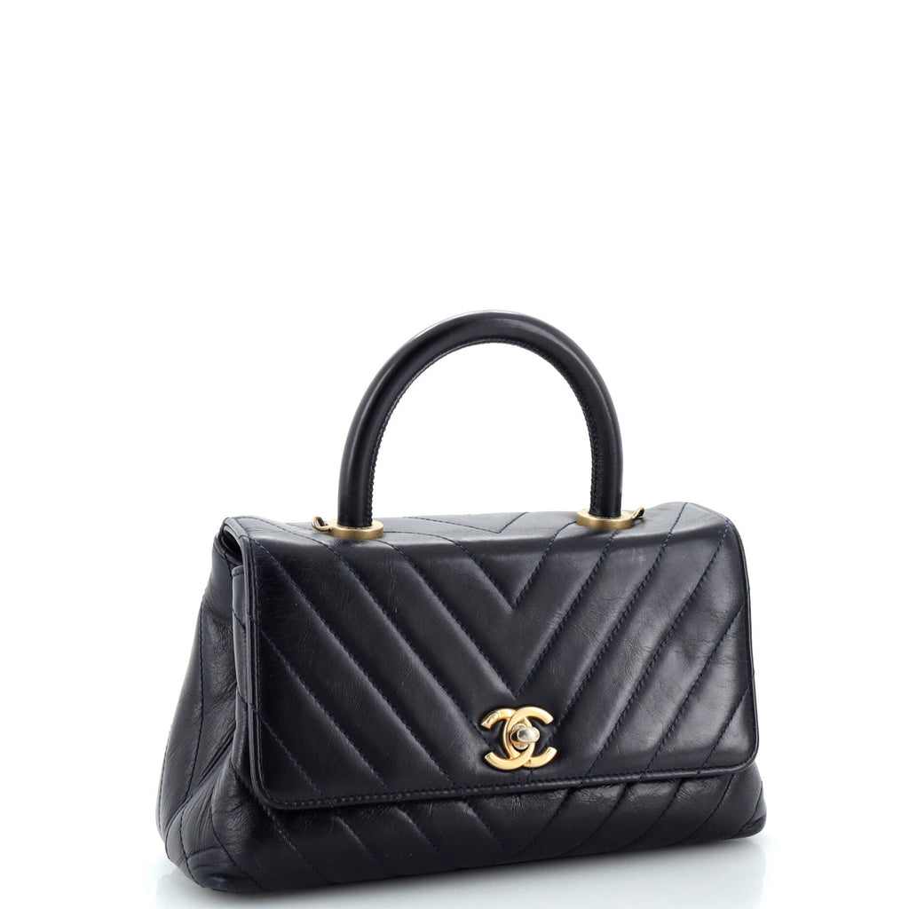Coco Top Handle Bag Chevron Calfskin Mini