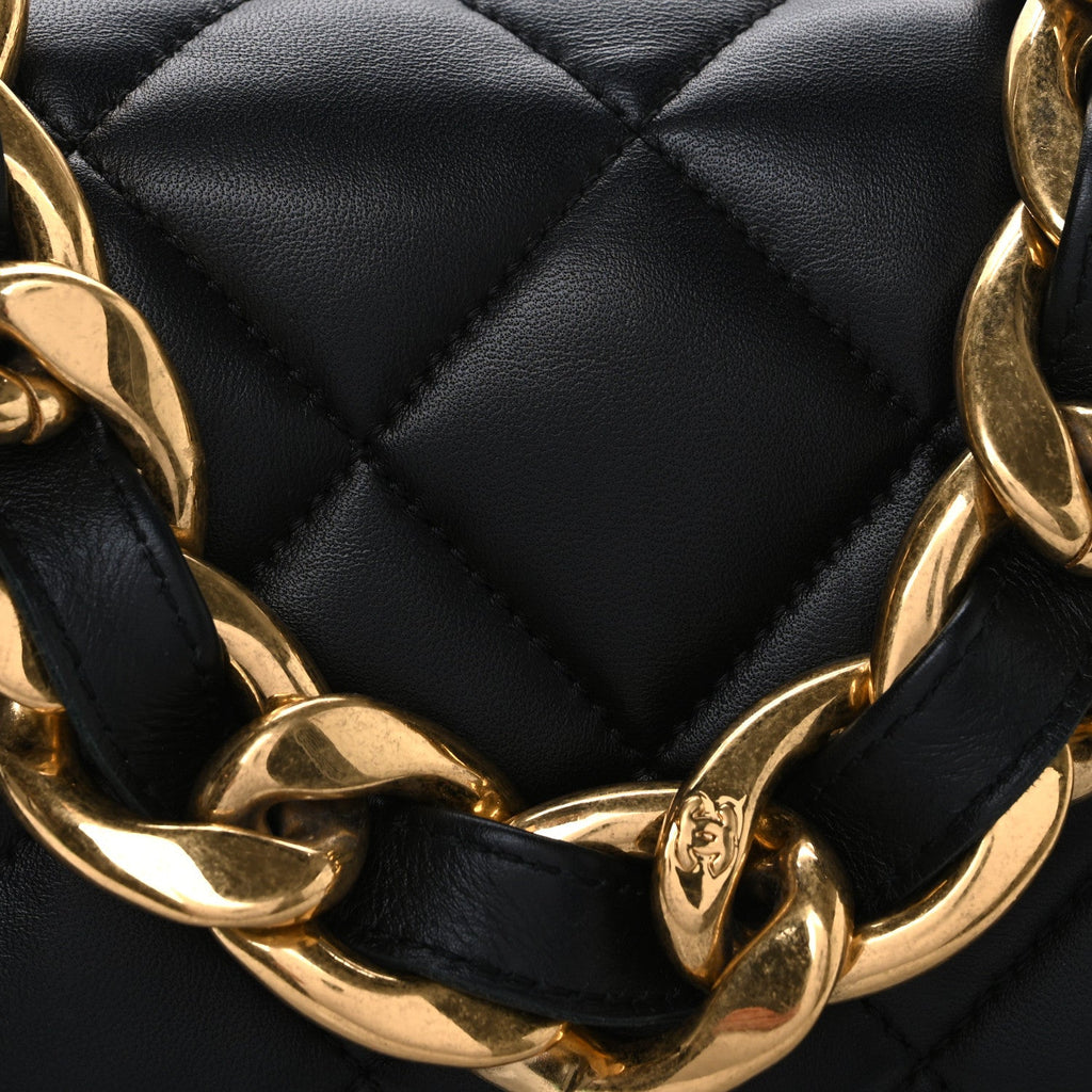 Lambskin Quilted Large Funky Town Flap Black