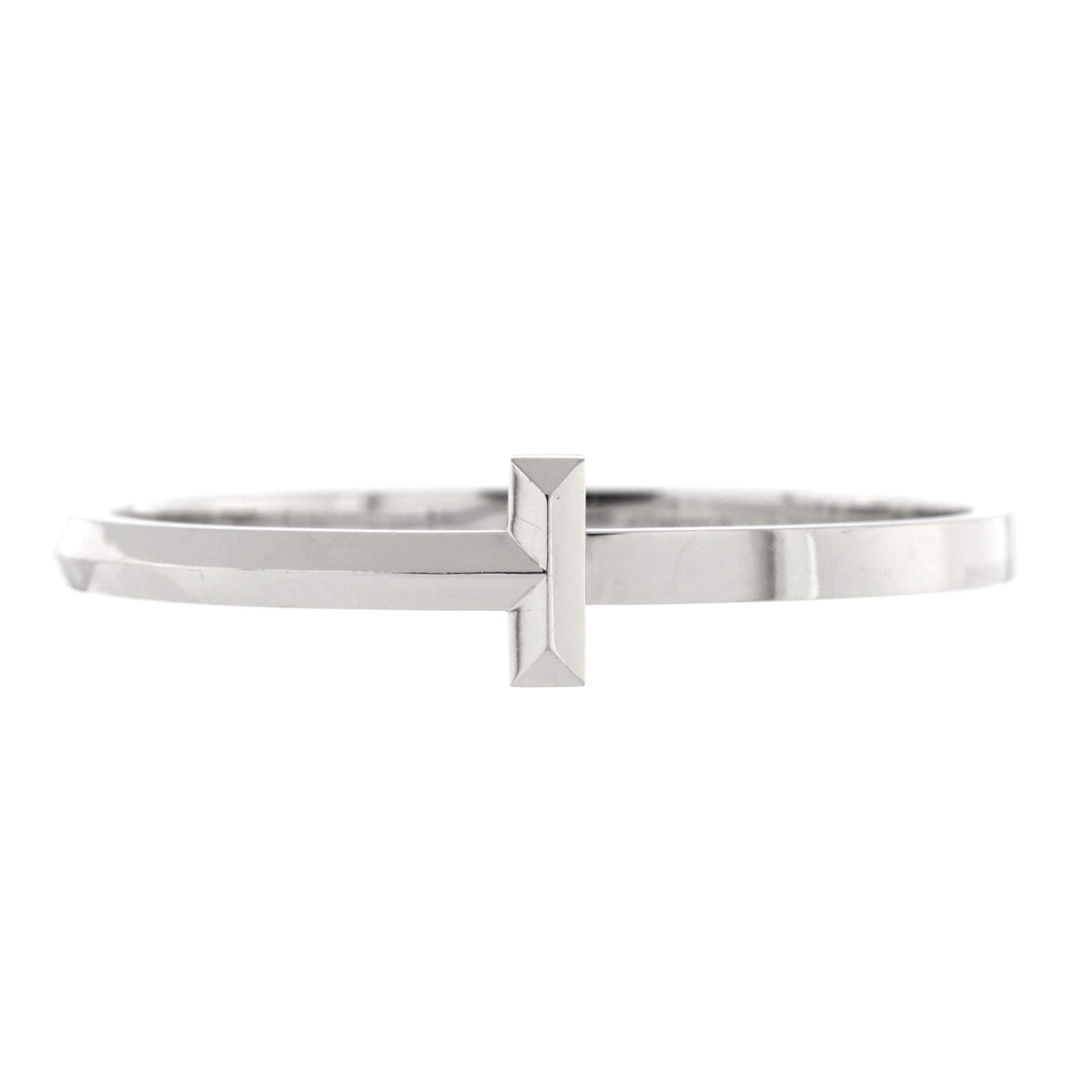 T1 Hinged Bangle Bracelet 18K White Gold Wide