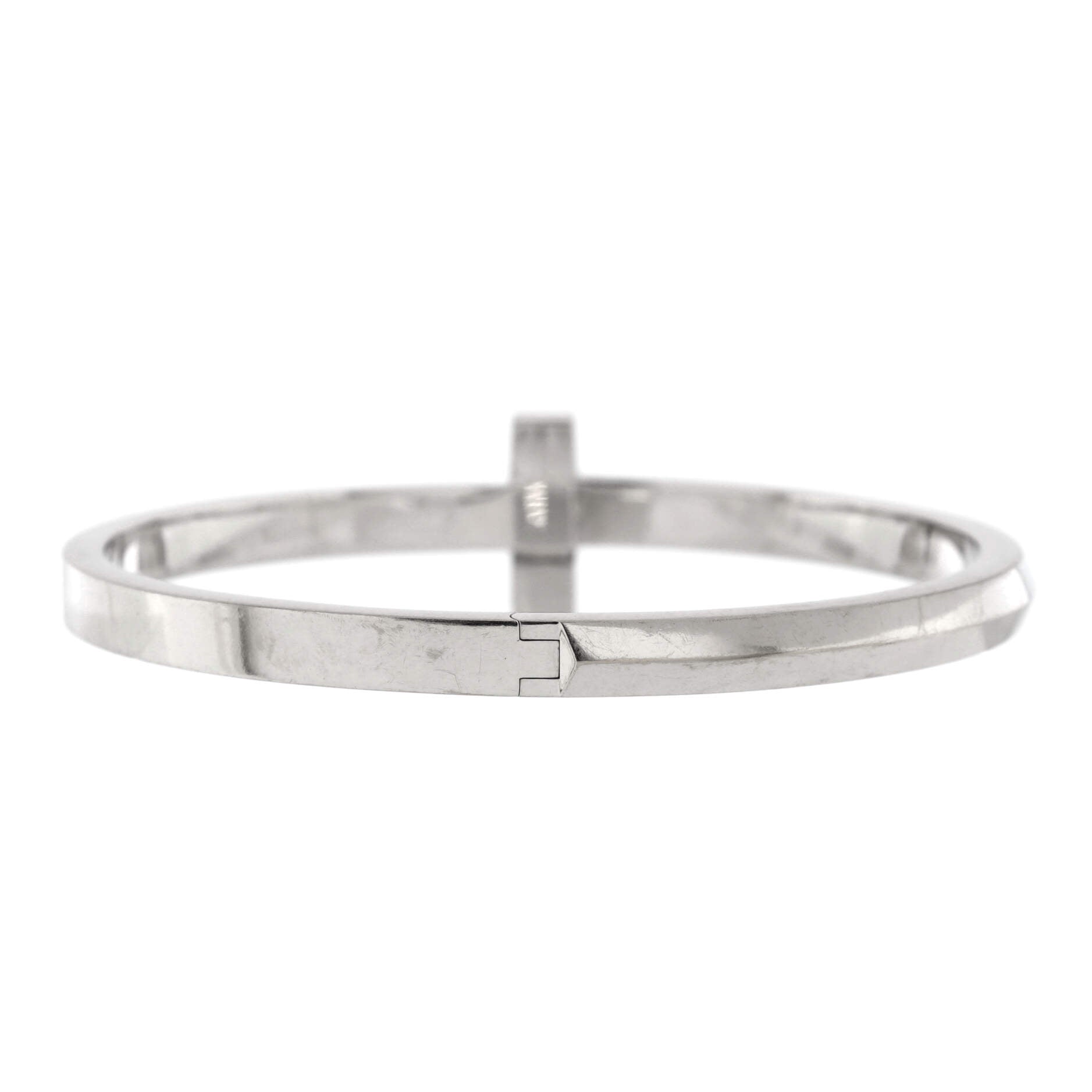 T1 Hinged Bangle Bracelet 18K White Gold Wide