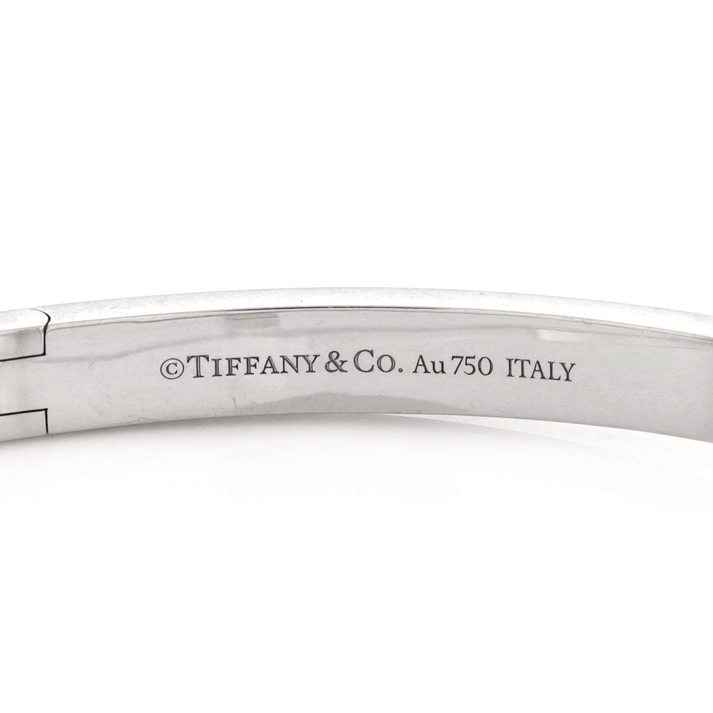 T1 Hinged Bangle Bracelet 18K White Gold Wide