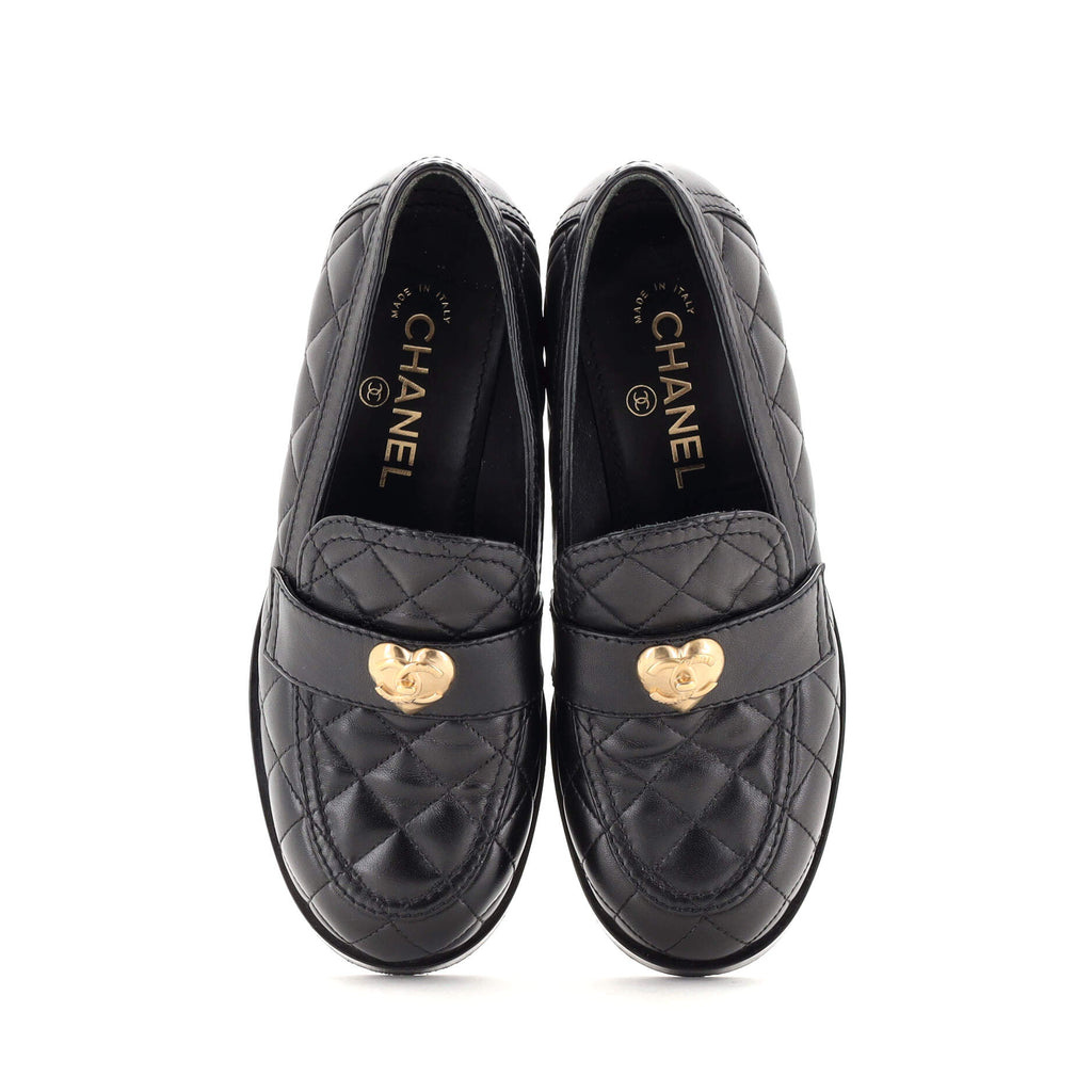 Women's CC Heart Loafers Quilted Leather