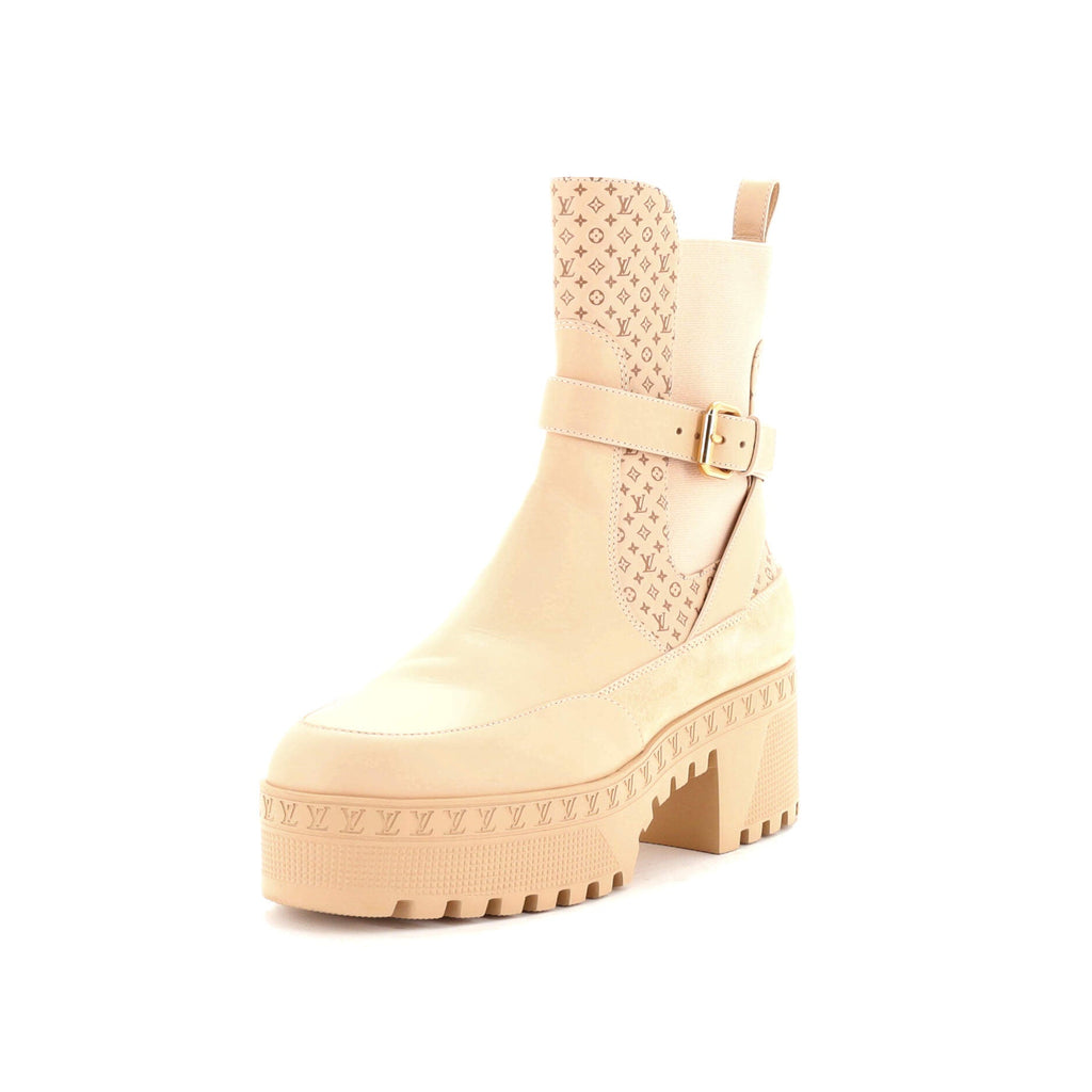 Women's Laureate Platform Desert Boots Monogram Leather with Suede
