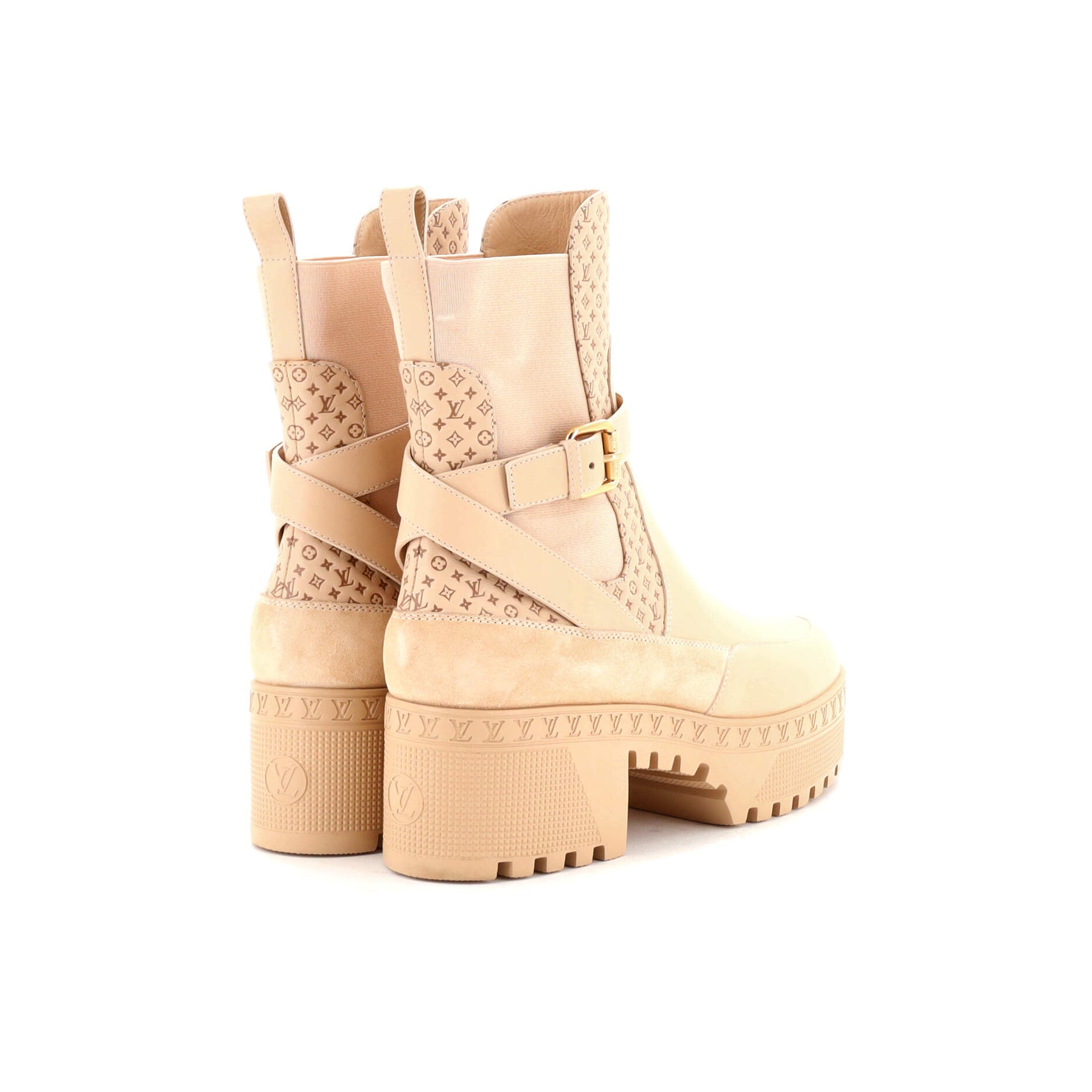 Women's Laureate Platform Desert Boots Monogram Leather with Suede