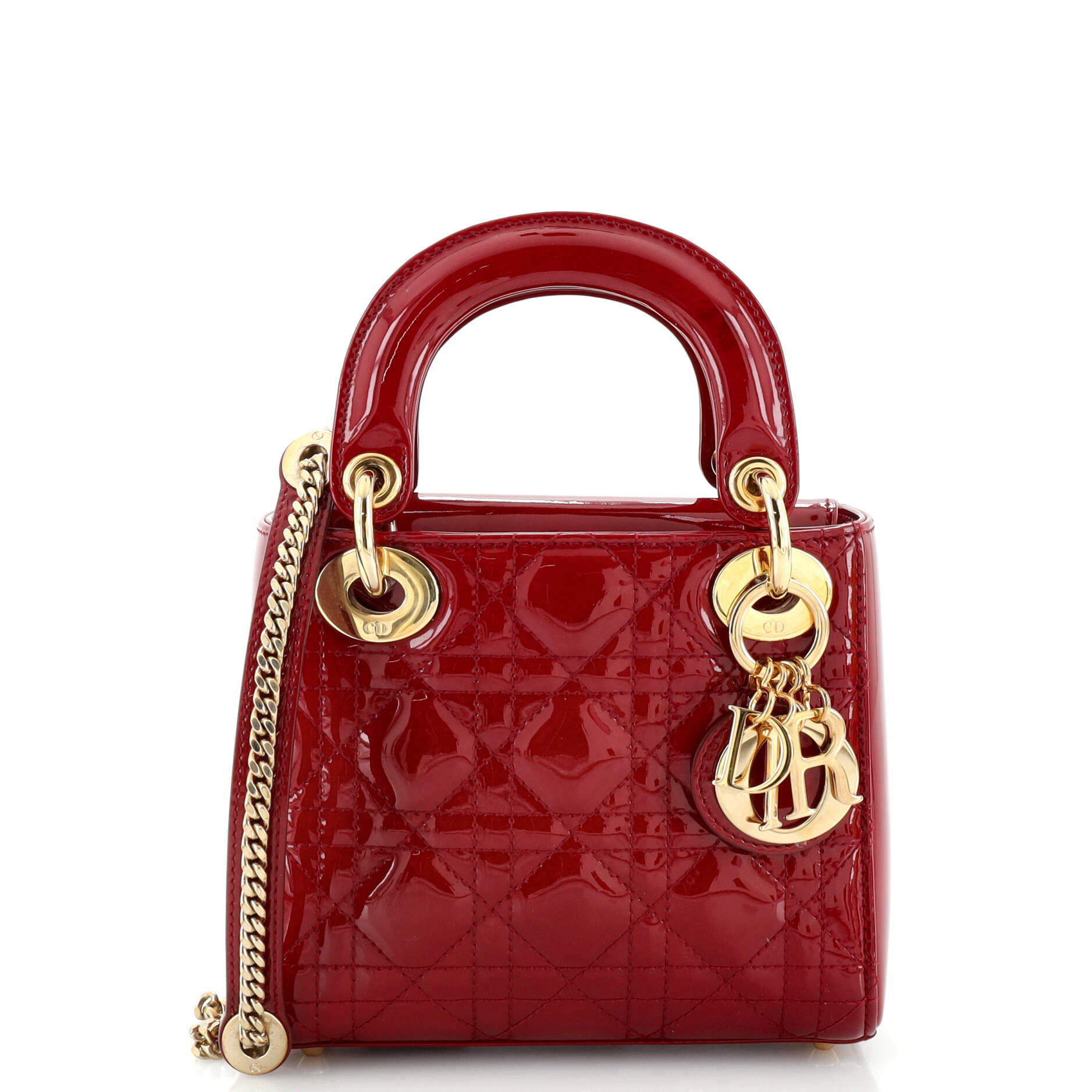 Lady Dior Chain Bag Cannage Quilt Patent Mini