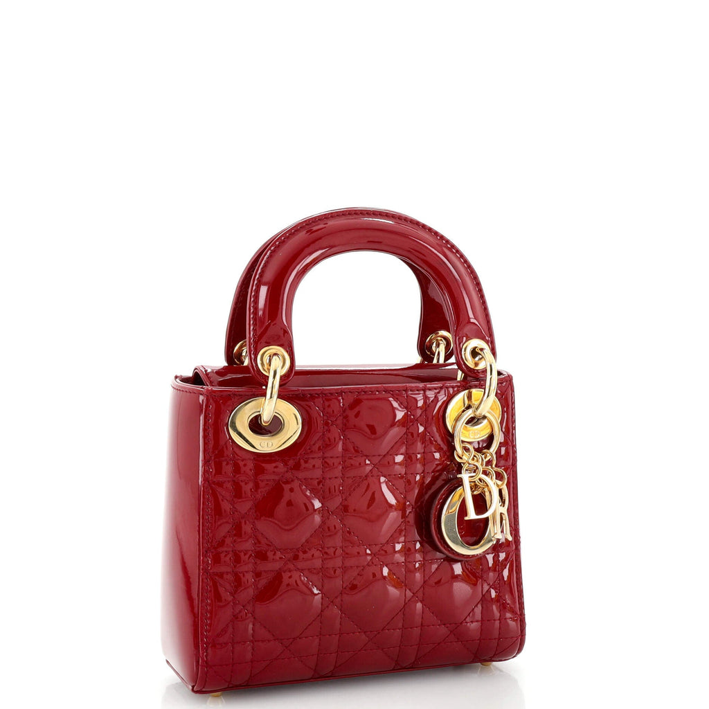 Lady Dior Chain Bag Cannage Quilt Patent Mini