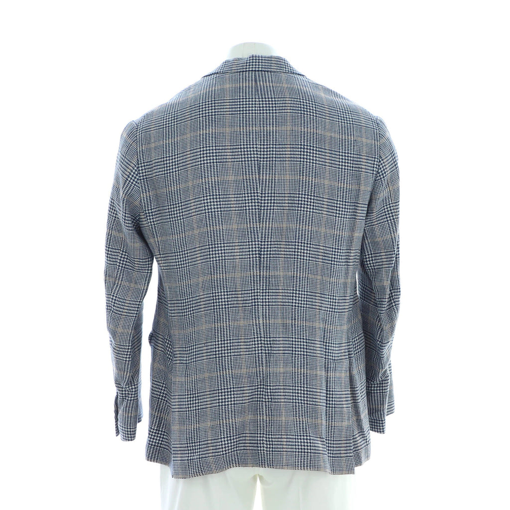 Men's Single Breasted Blazer Plaid Printed Linen Blend