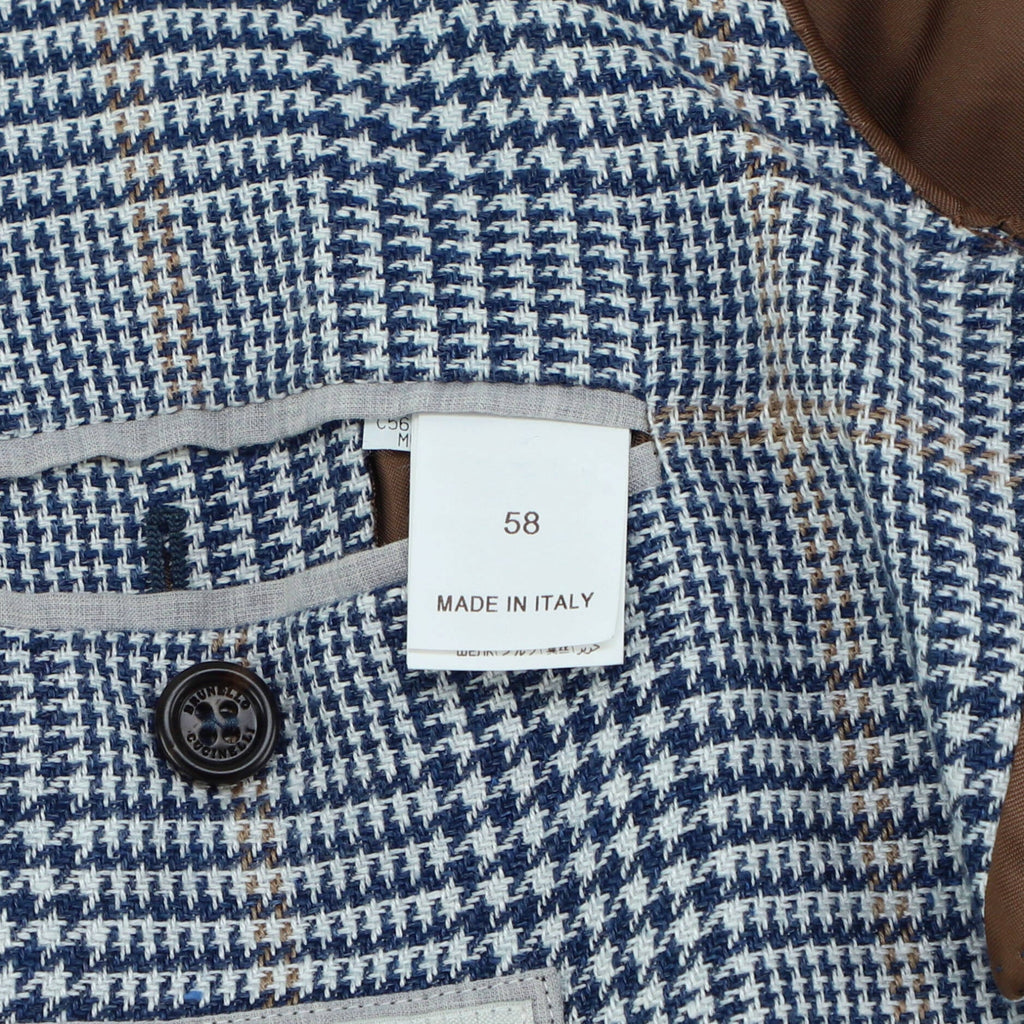 Men's Single Breasted Blazer Plaid Printed Linen Blend