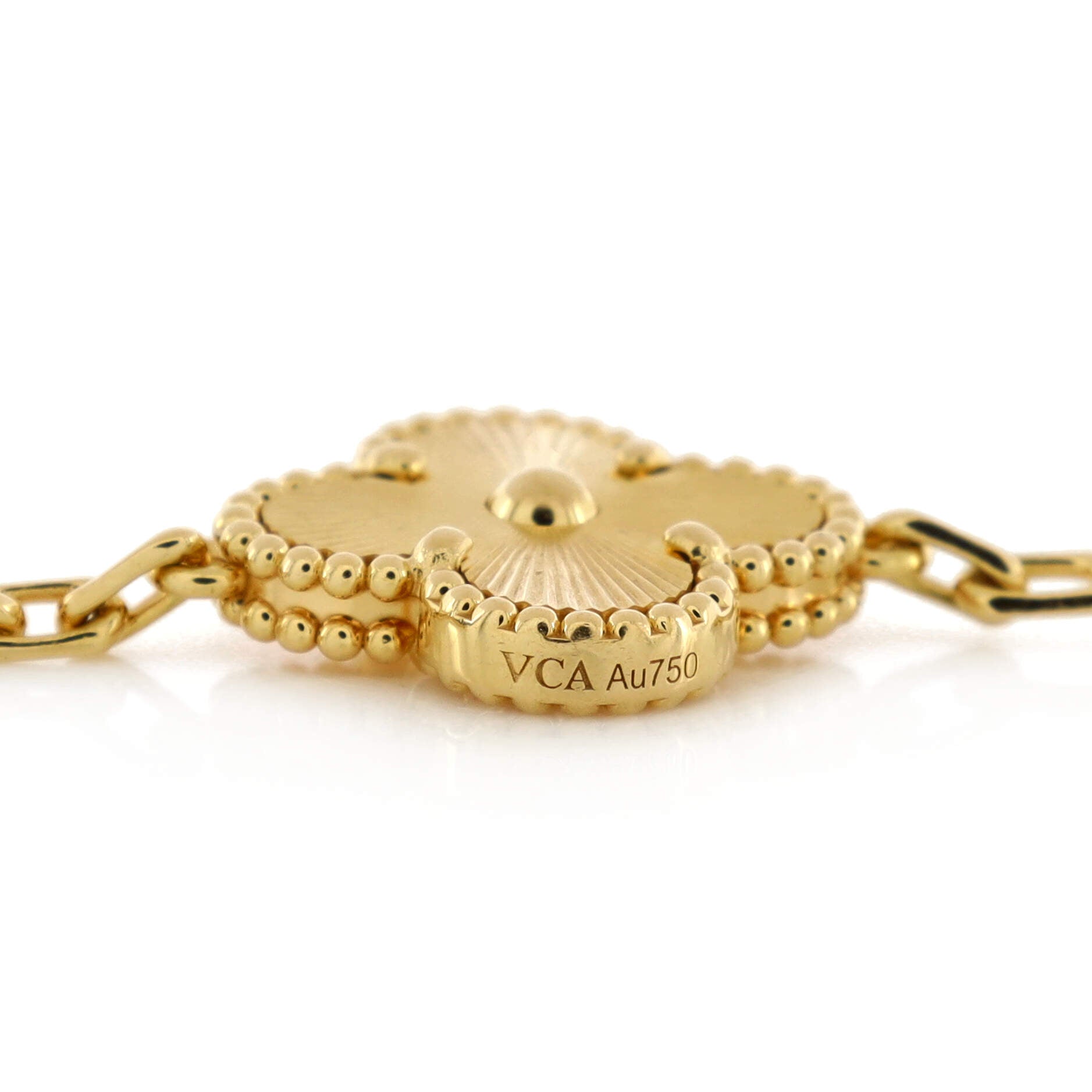 Vintage Alhambra 5 Motifs Bracelet Guilloche 18K Yellow Gold