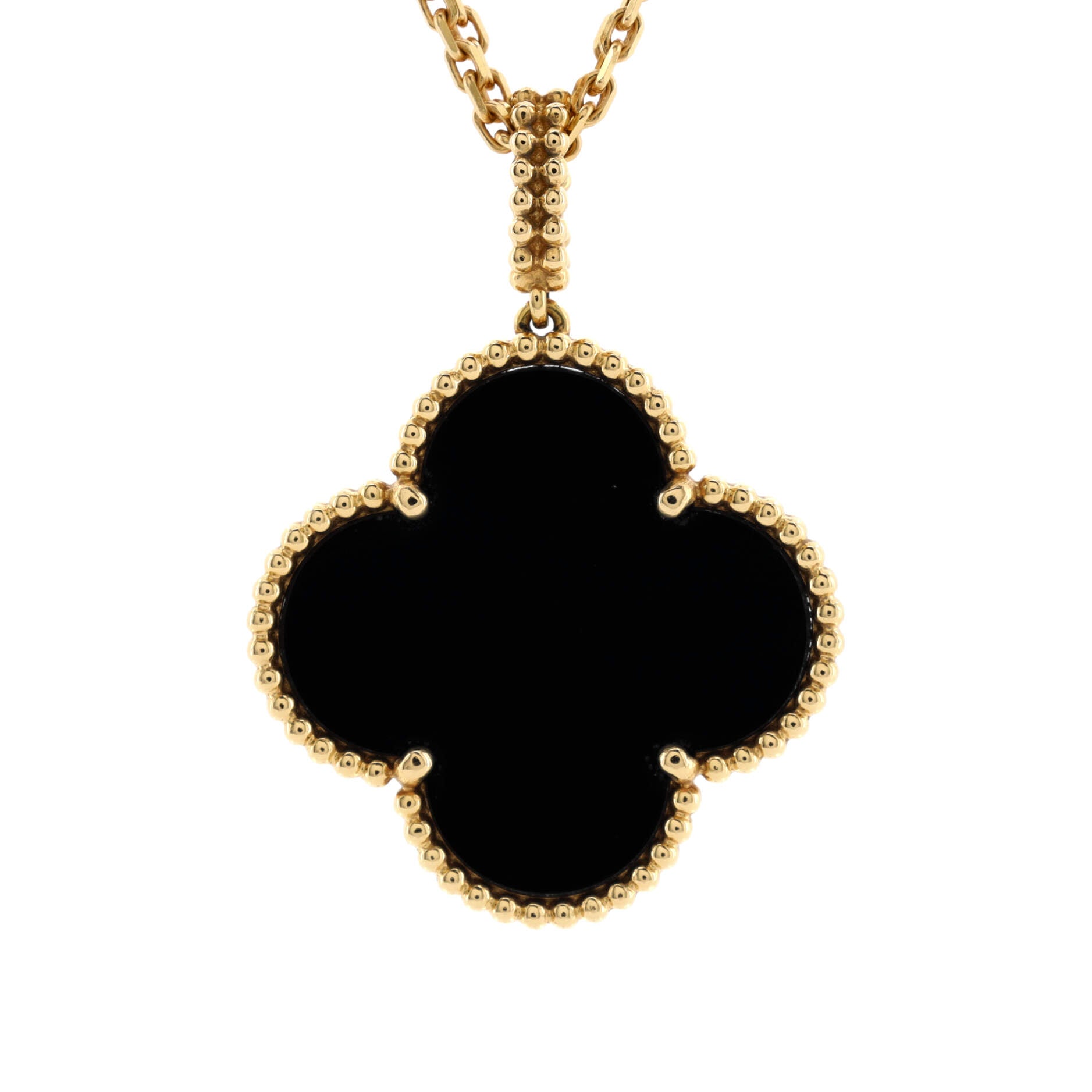 Magic Alhambra Pendant Necklace 18K Yellow Gold and Onyx