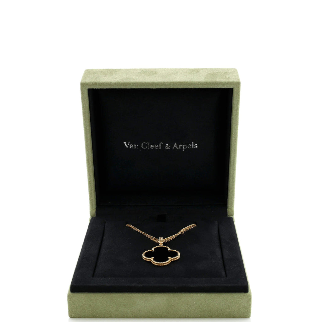 Magic Alhambra Pendant Necklace 18K Yellow Gold and Onyx