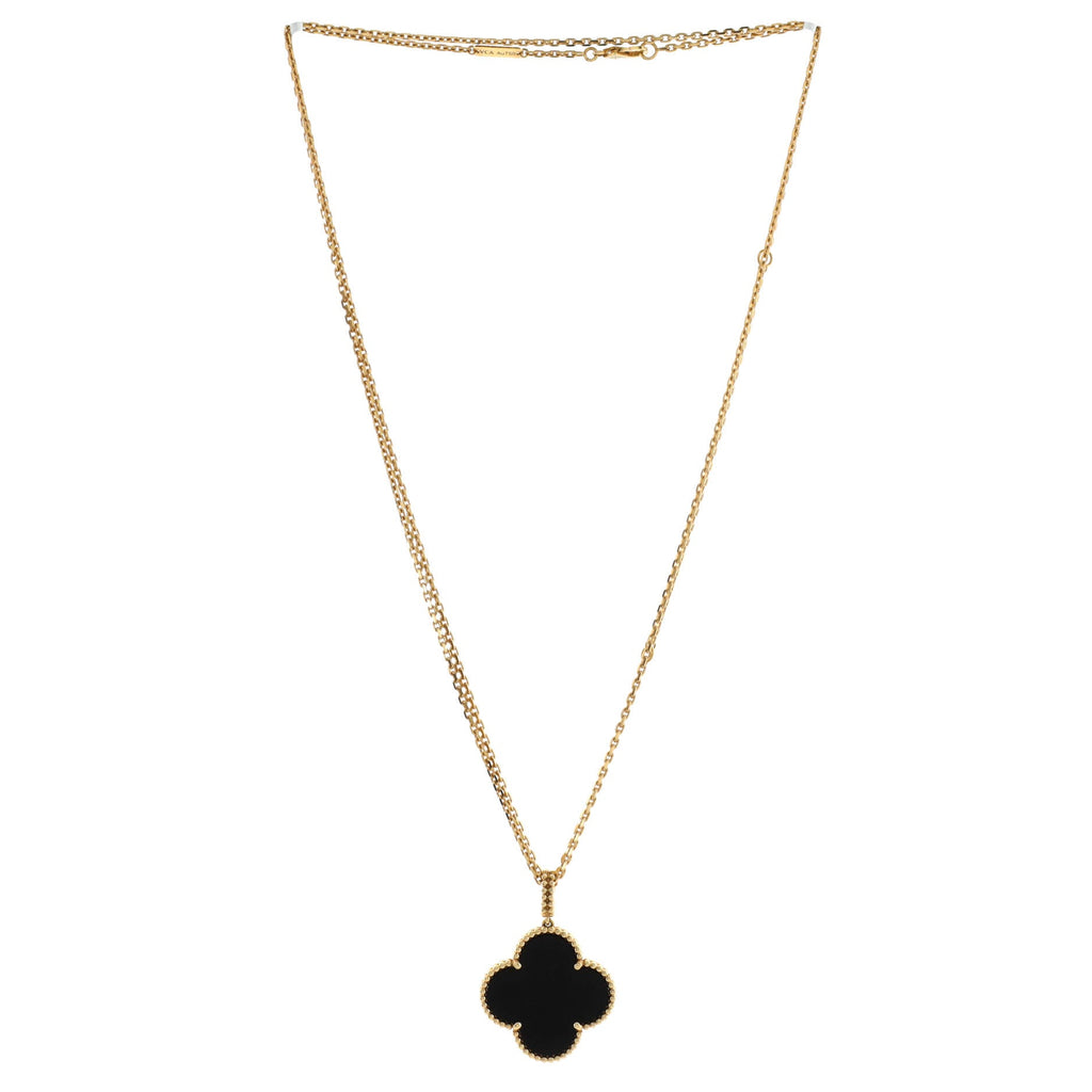 Magic Alhambra Pendant Necklace 18K Yellow Gold and Onyx
