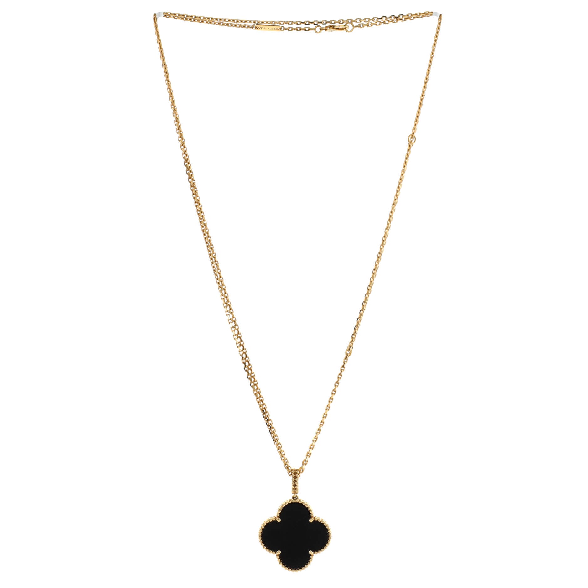 Magic Alhambra Pendant Necklace 18K Yellow Gold and Onyx