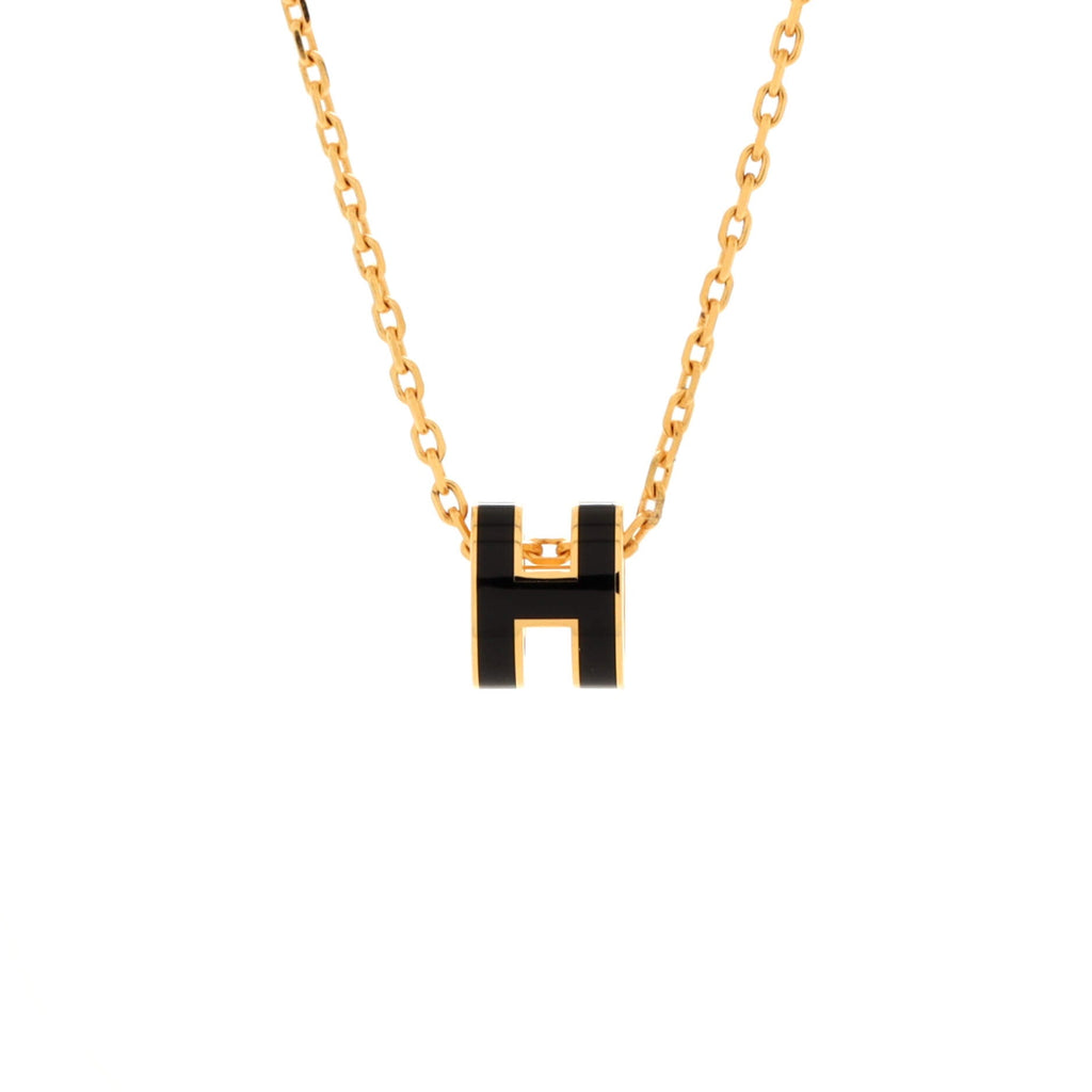 Pop H Pendant Chain Necklace Metal and Enamel Mini