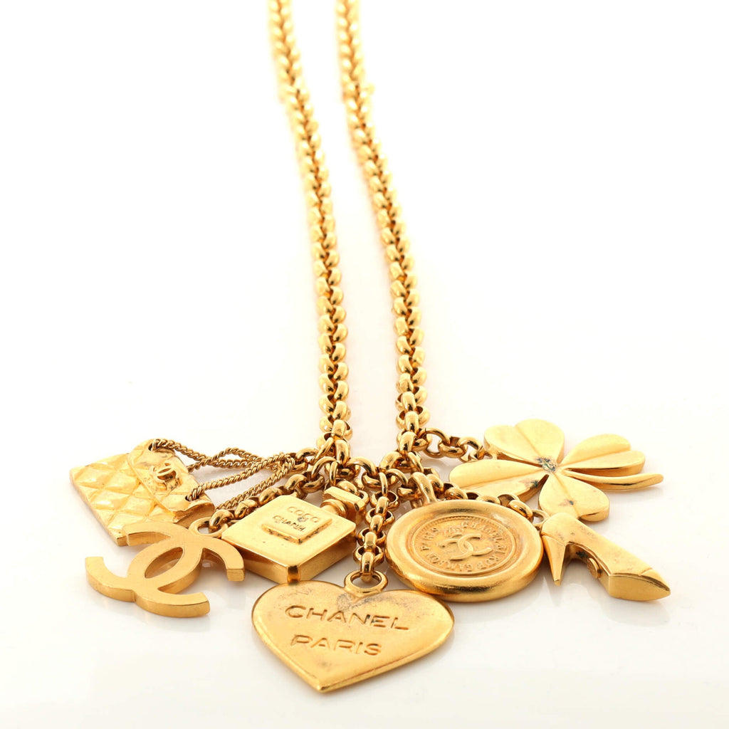 Vintage CC Charms Long Necklace Metal