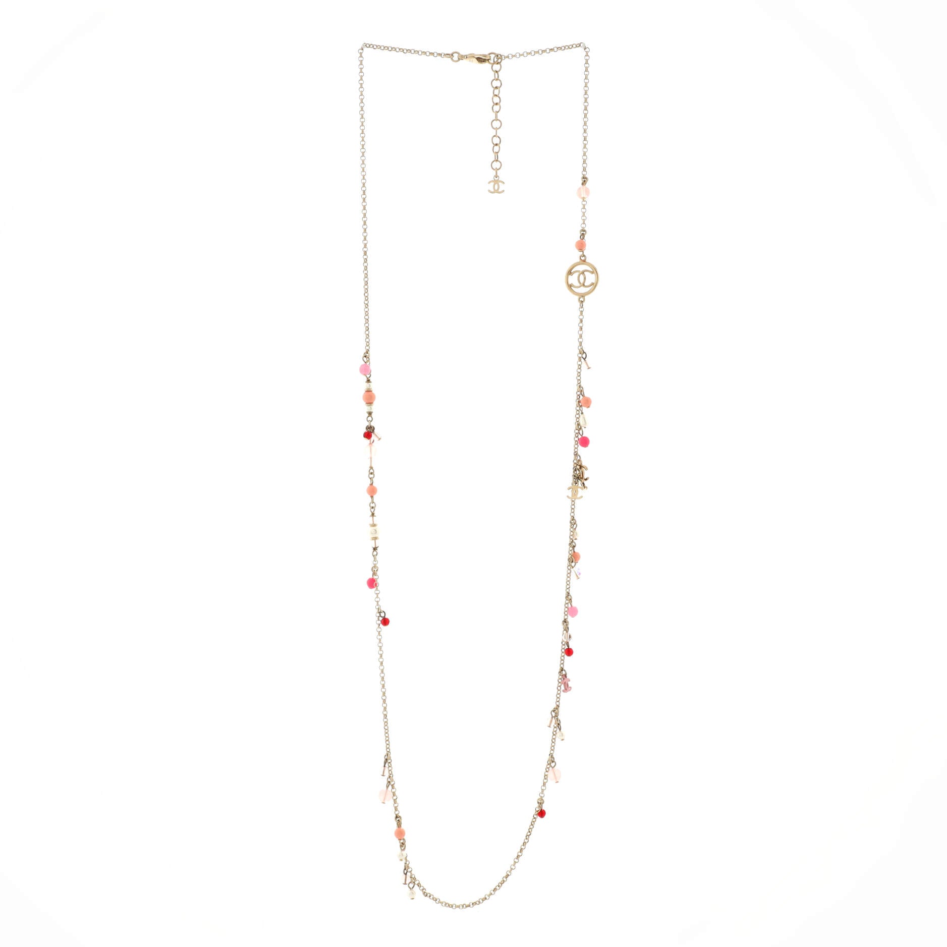CC Long Necklace Faux Pearls and Beads