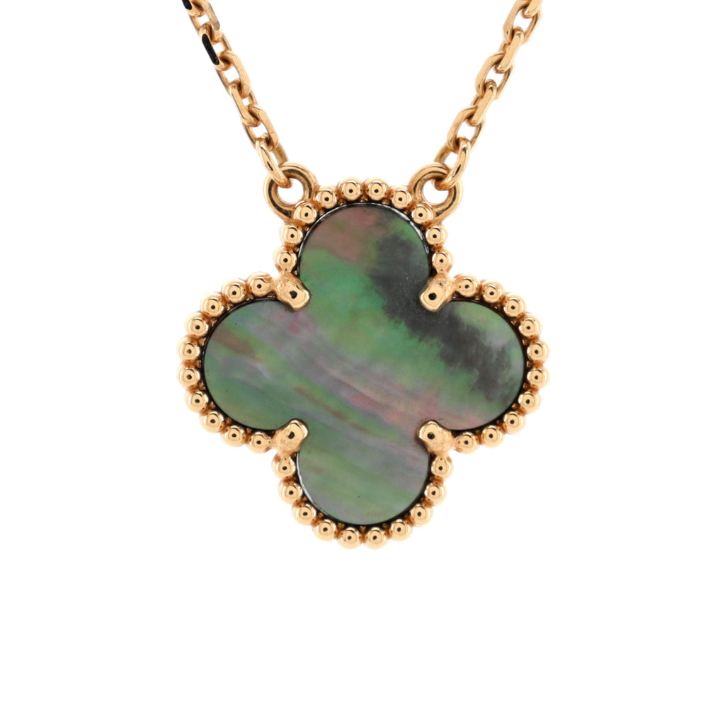 Vintage Alhambra Pendant Necklace 18K Rose Gold and Grey Mother of Pearl