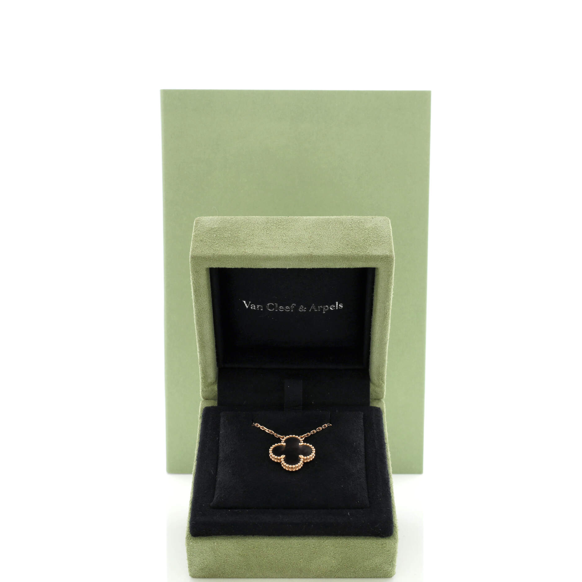 Vintage Alhambra Pendant Necklace 18K Rose Gold and Grey Mother of Pearl