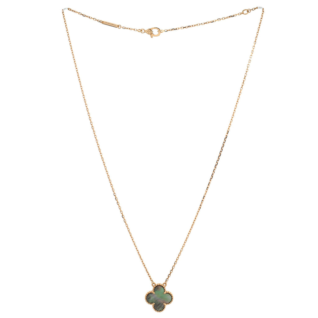 Vintage Alhambra Pendant Necklace 18K Rose Gold and Grey Mother of Pearl