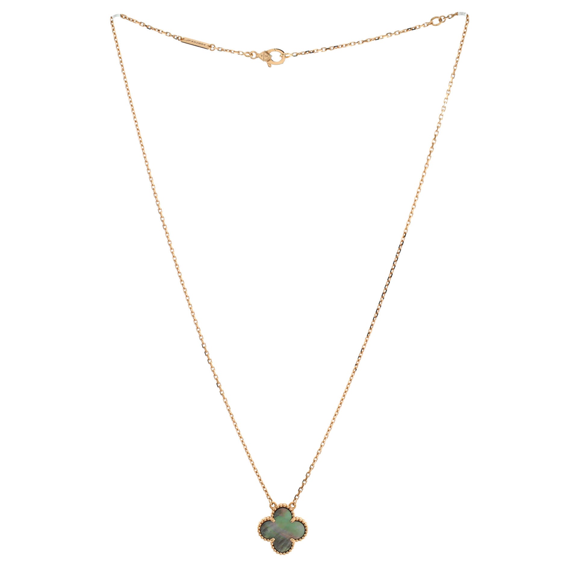 Vintage Alhambra Pendant Necklace 18K Rose Gold and Grey Mother of Pearl