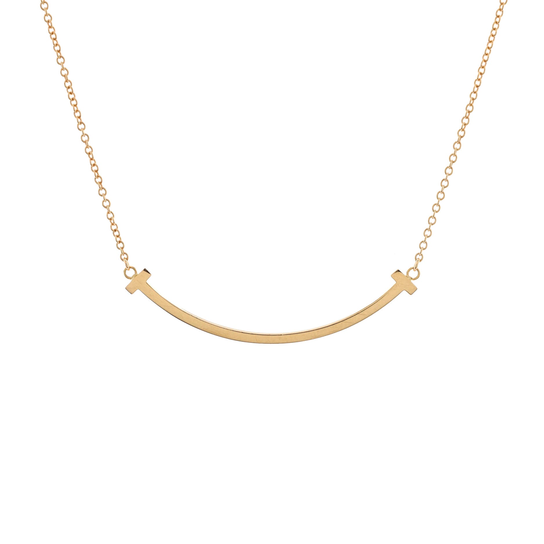 T Smile Pendant Necklace 18K Rose Gold Small