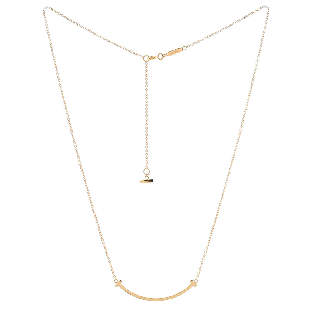 T Smile Pendant Necklace 18K Rose Gold Small