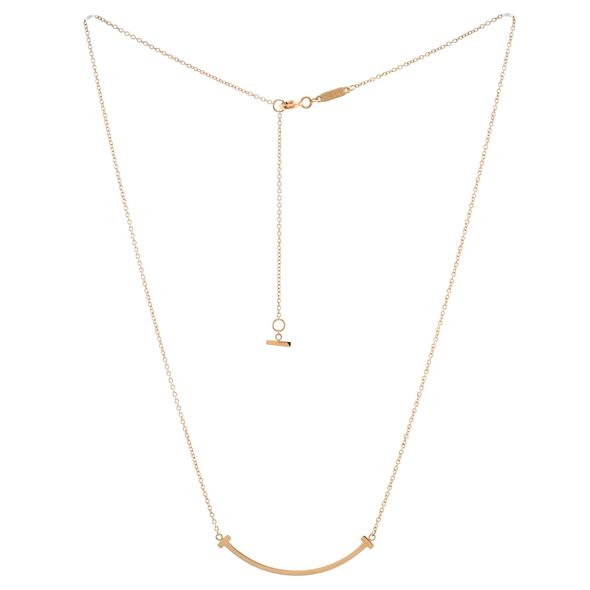 T Smile Pendant Necklace 18K Rose Gold Small
