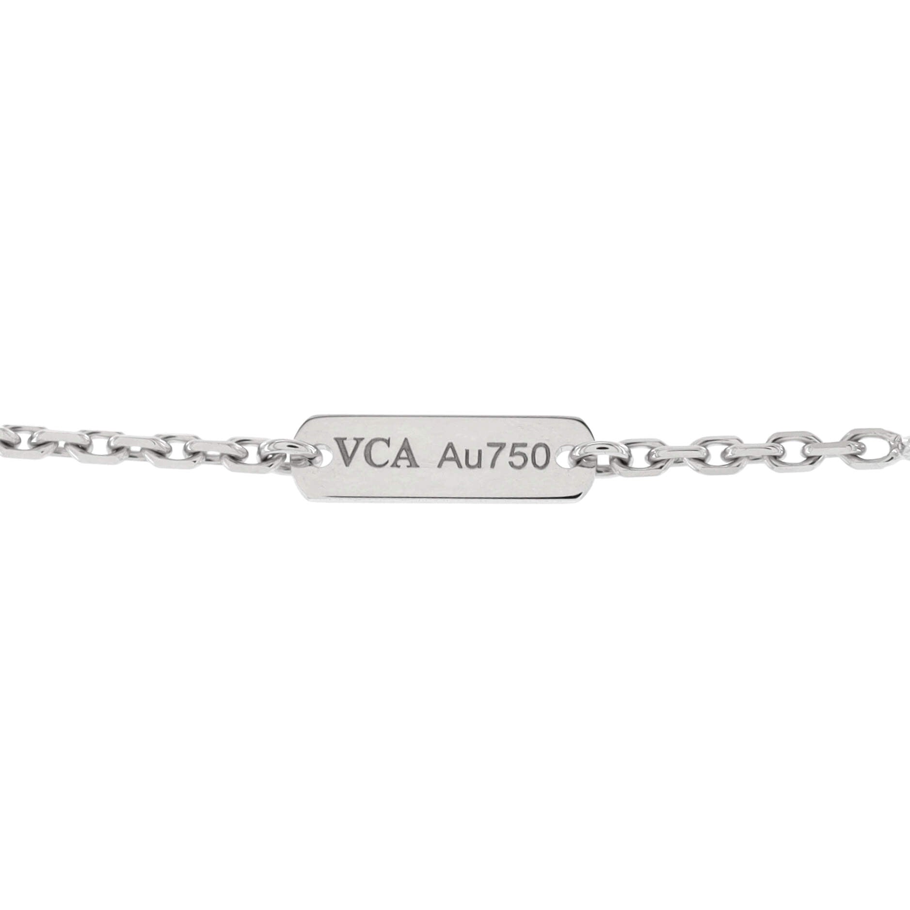 Vintage Alhambra Pendant Necklace Guilloche 18K White Gold