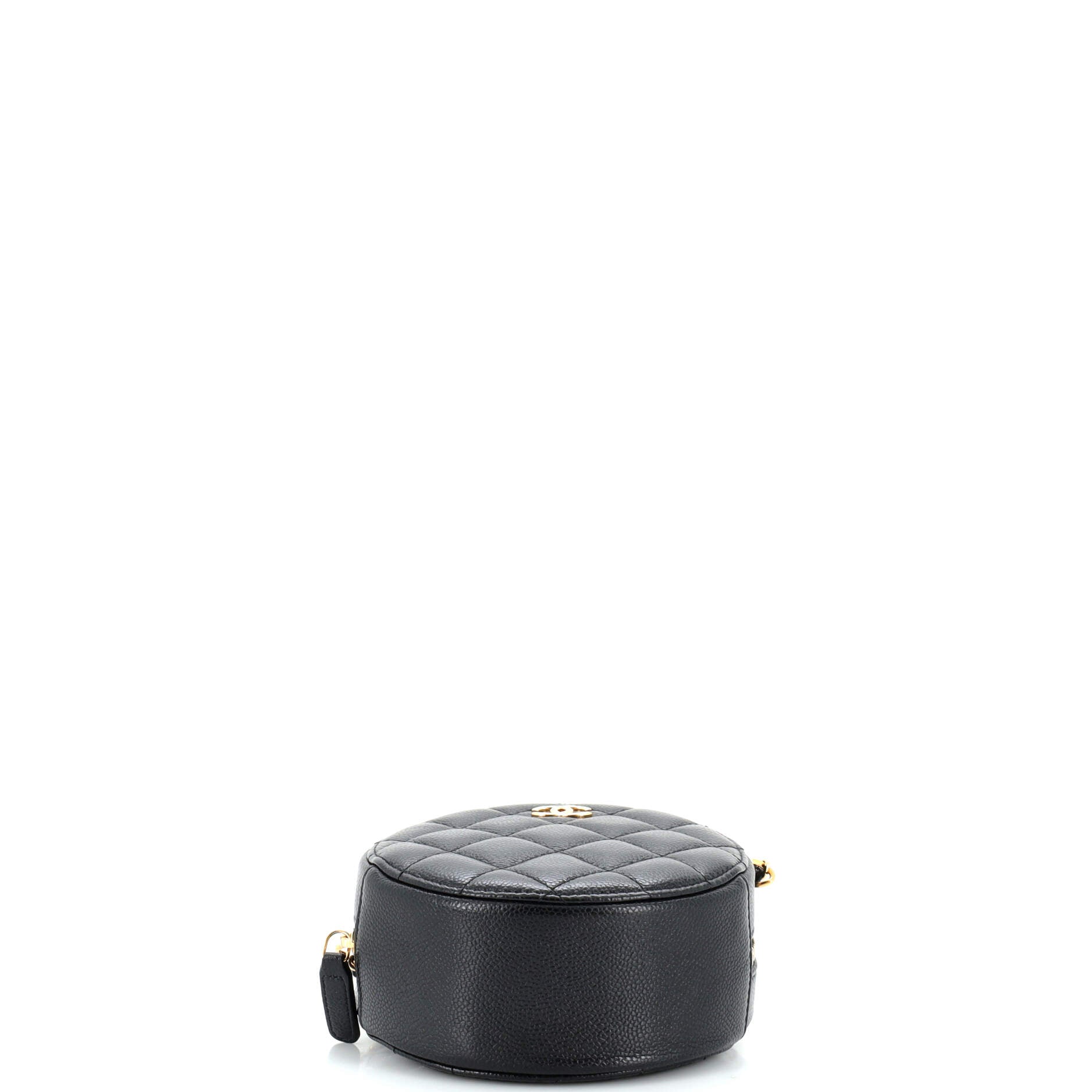 Miss Coco Round Clutch with Chain Quilted Caviar Mini