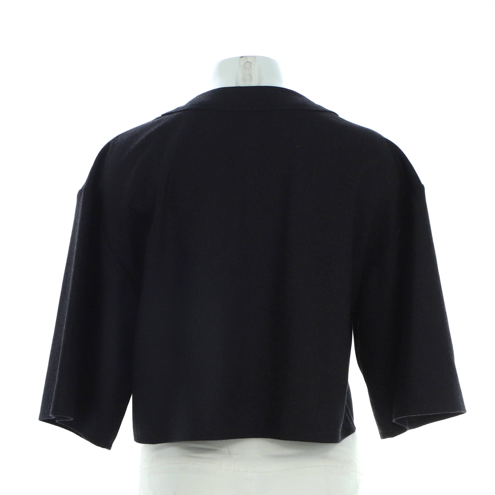 Women's Cropped Sleeve Collarless Jacket Cashmere
