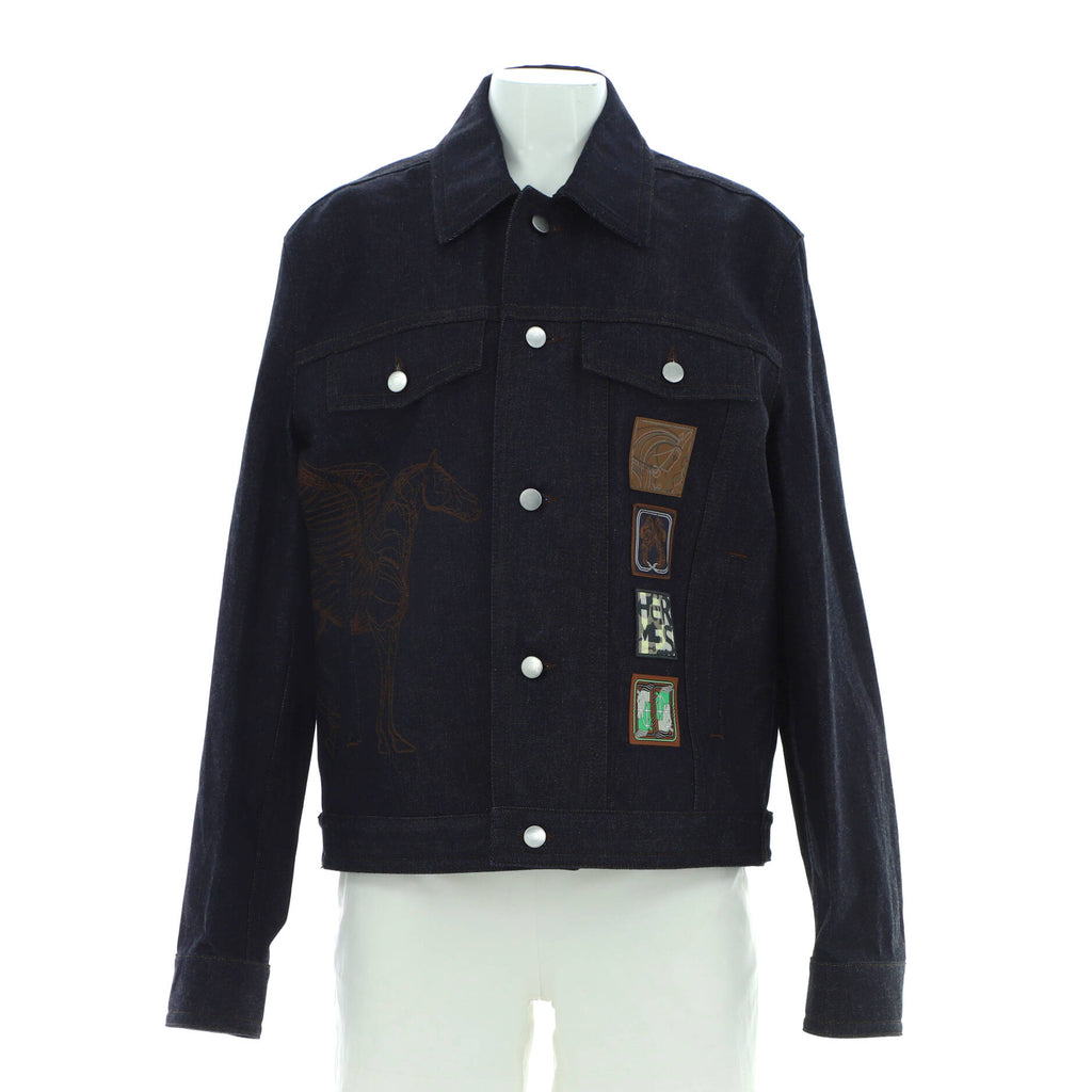 Men's Icones au Carre Jacket Embroidered Denim