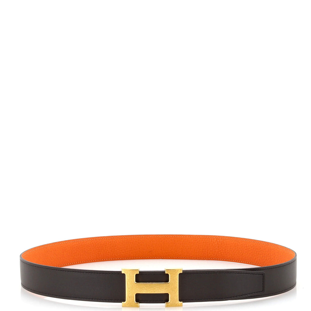 Constance Martelee H Reversible Belt Leather with Hammered Hardware Medium 85