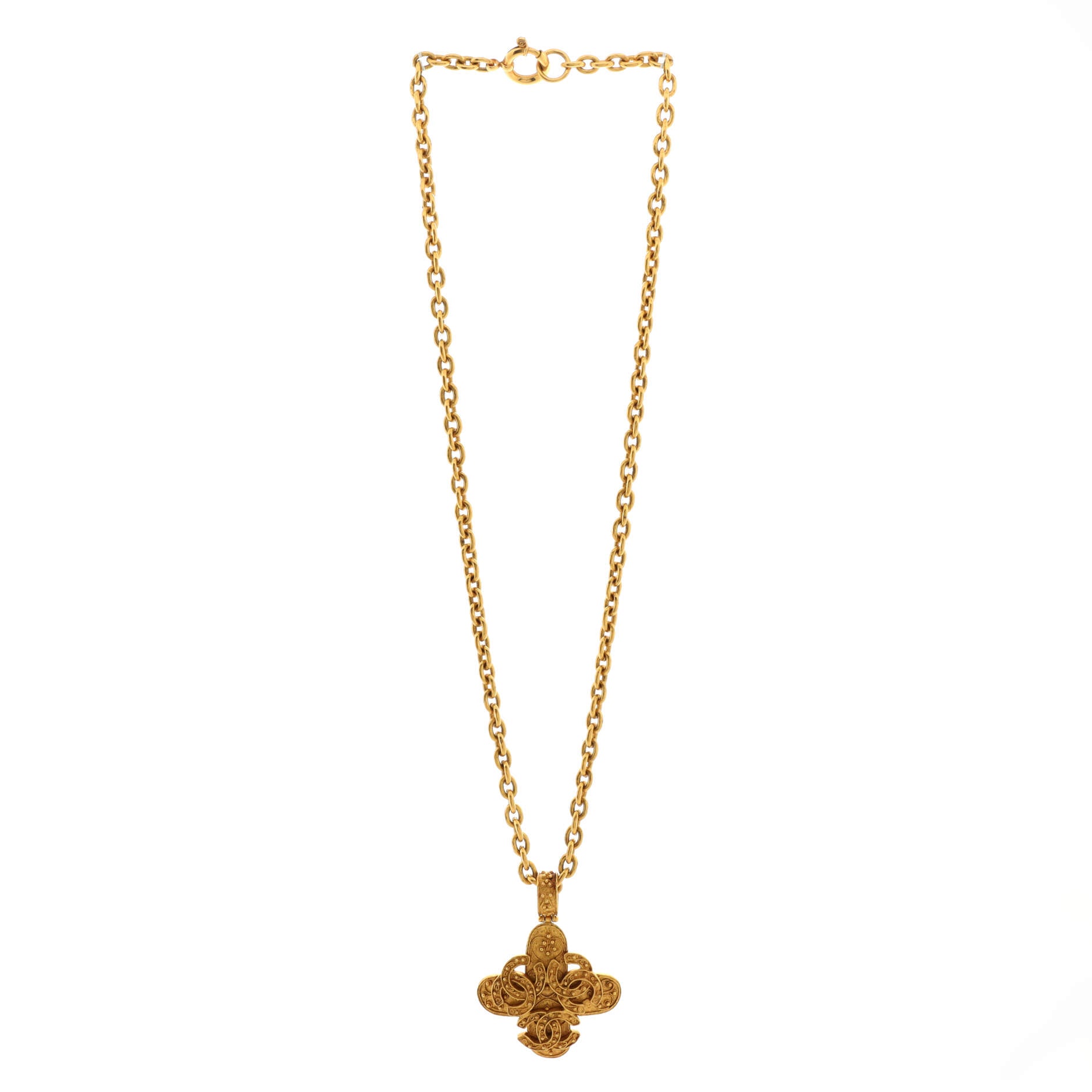 Vintage Triple CC Chain Necklace Metal
