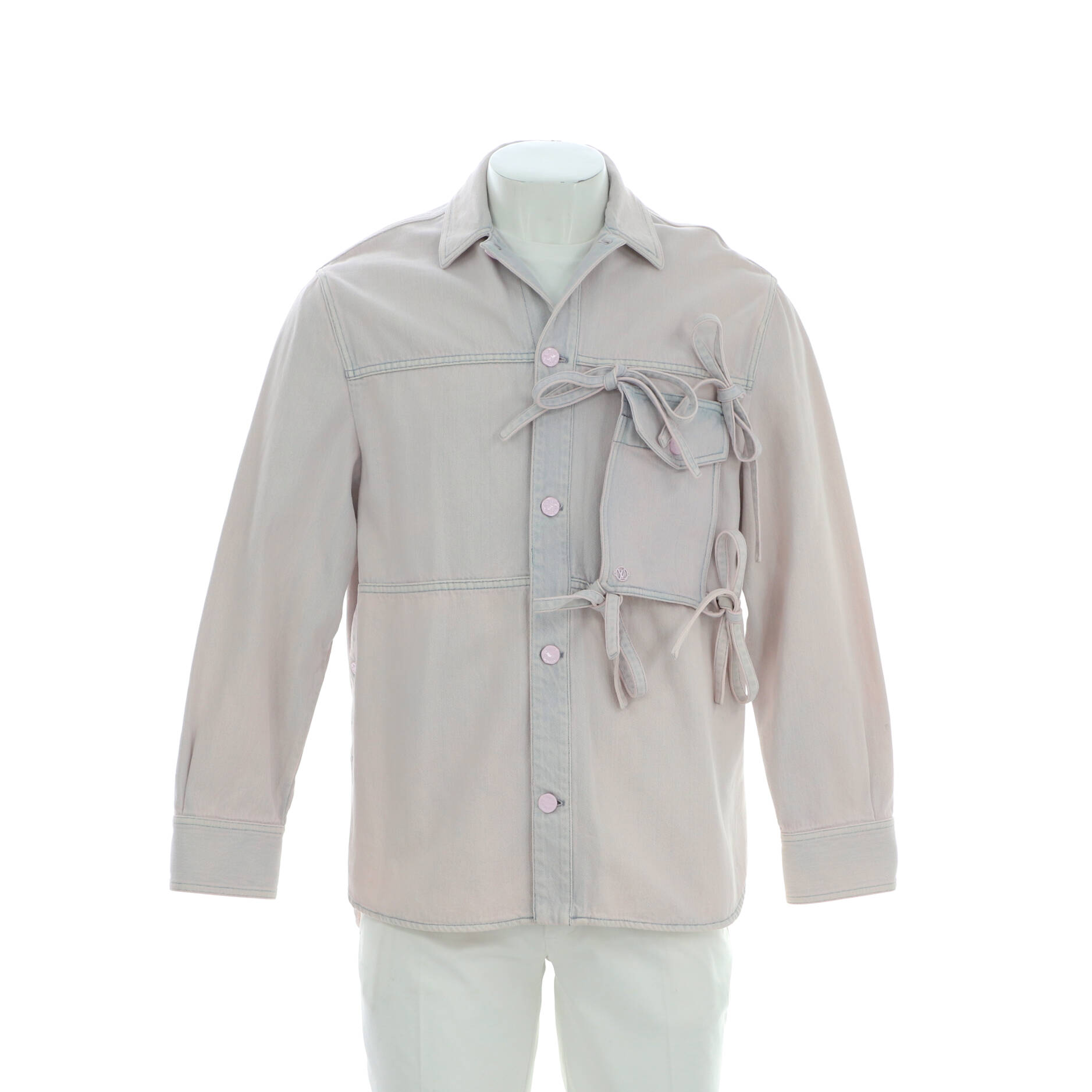 Men's Removable Pocket Shirt Jacket Bleached Denim