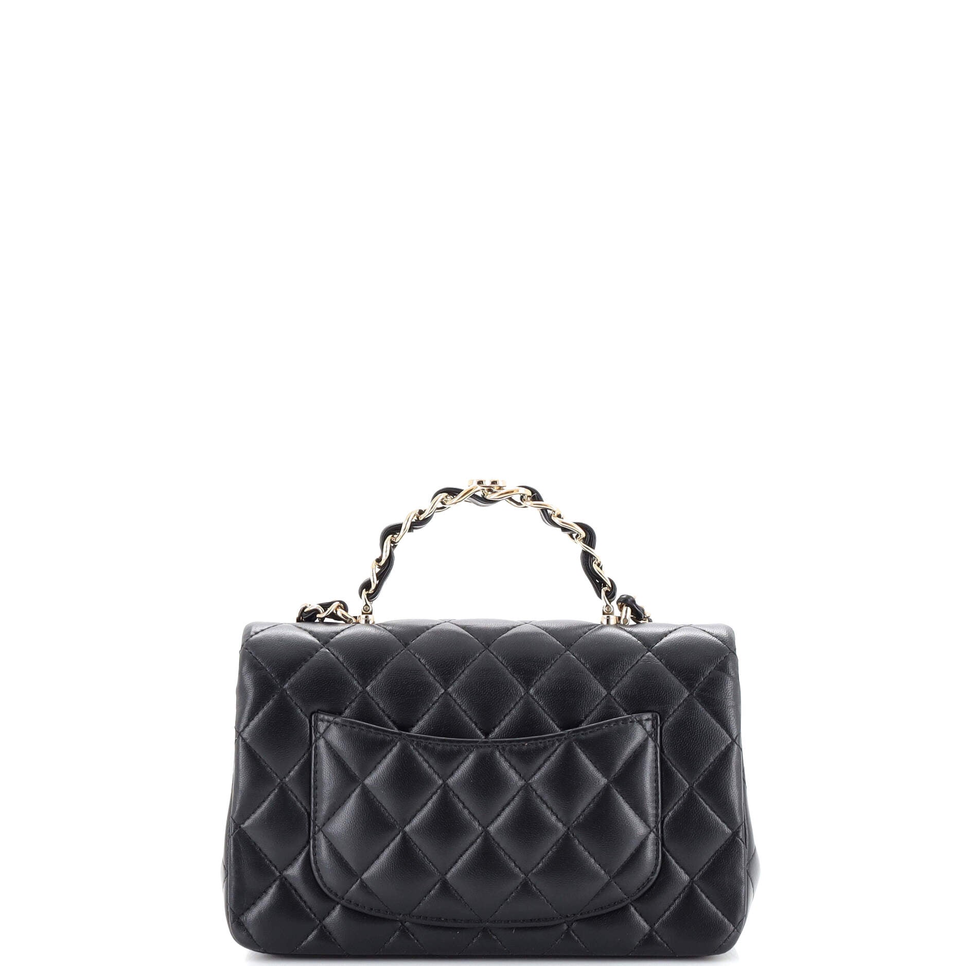 Classic Single Flap Chain Top Handle Bag Quilted Lambskin Mini