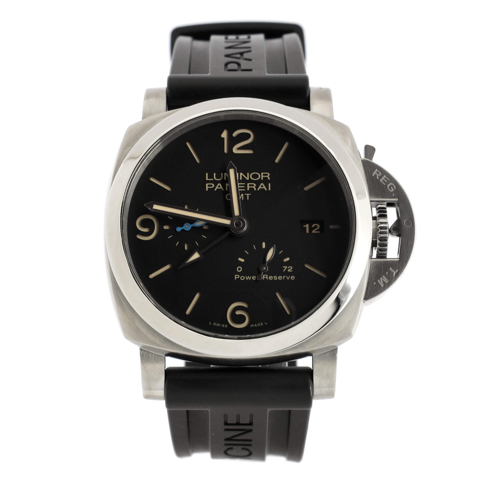 Luminor 1950 3 Days GMT Power Reserve Automatic Watch Stainless Steel and Rubber 44