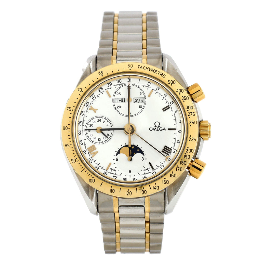 Speedmaster Triple Calendar Moon Phase Chronograph Automatic Watch Stainless Steel and Yellow Gold 39